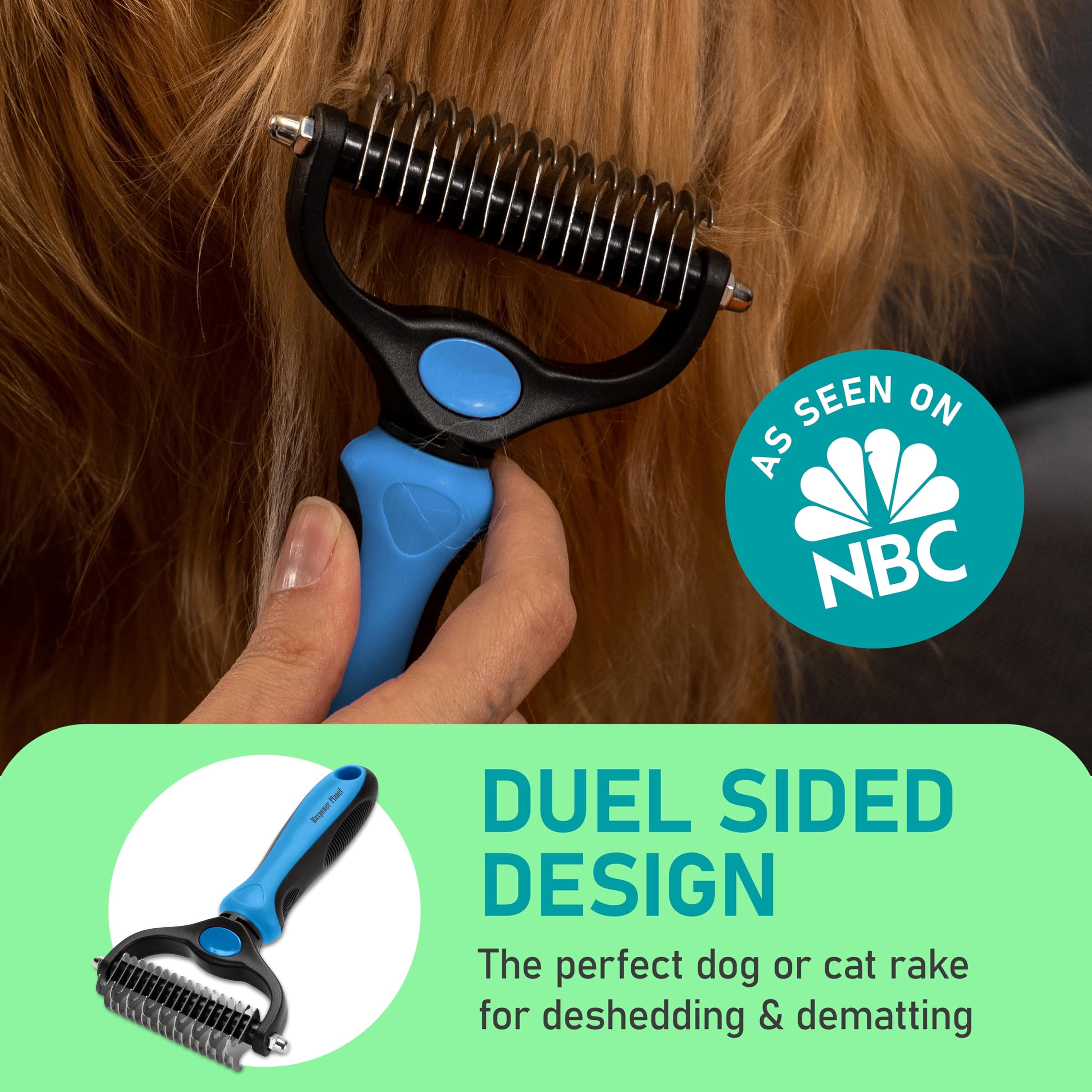 Maxpower Planet Pet Grooming Rake And Dematting Comb For Dogs - Dog Grooming Supplies, Undercoat Rake For Dogs & Cats - Extra-Wi