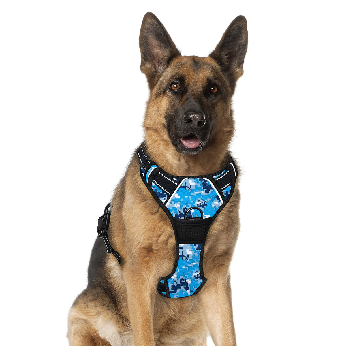 Barkbay No Pull Dog Harness Large Step In Reflective Dog Harness With Front Clip And Easy Control Handle For Walking Training Running(Blue Camo,Xl)