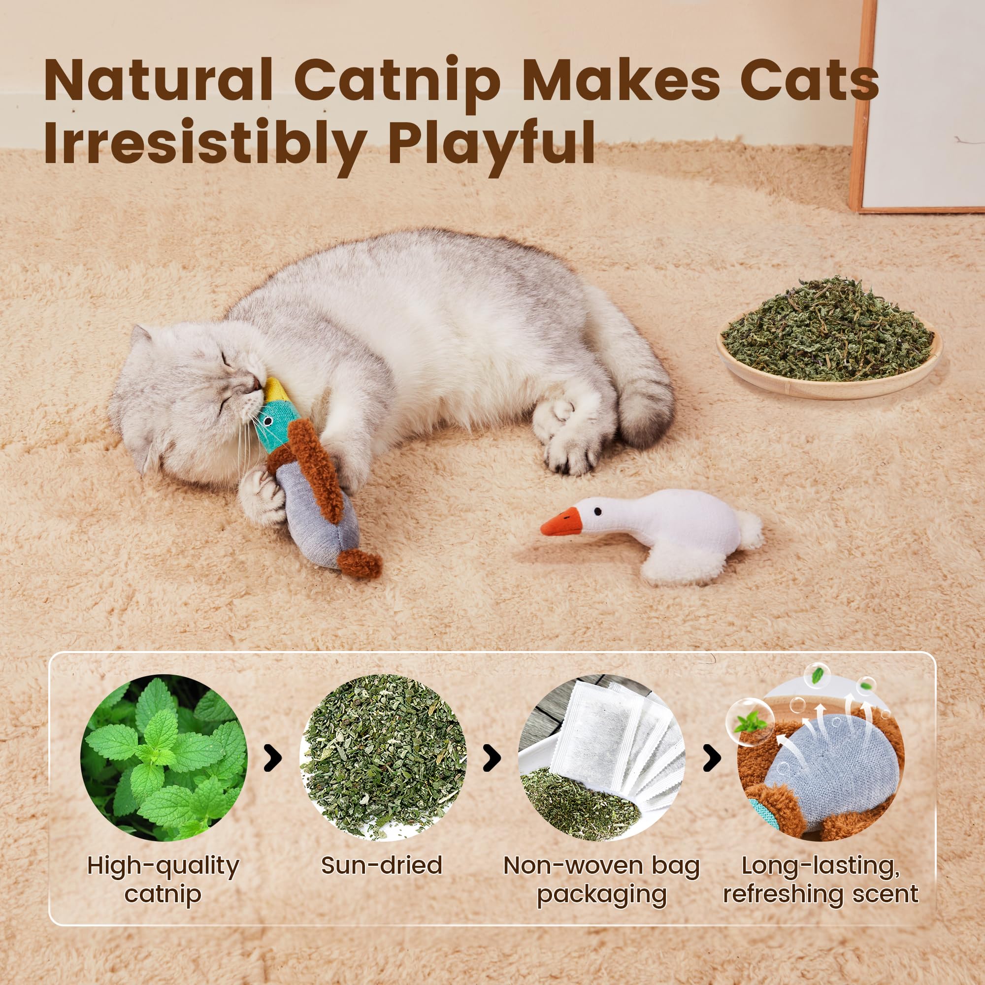 Potaroma Birds Cat Toys, 2 Pack Catnip Toys Soft Durable, Crinkle Sound Kicker Toys For Interactive Indoor Kitten Exercise 6.5 I