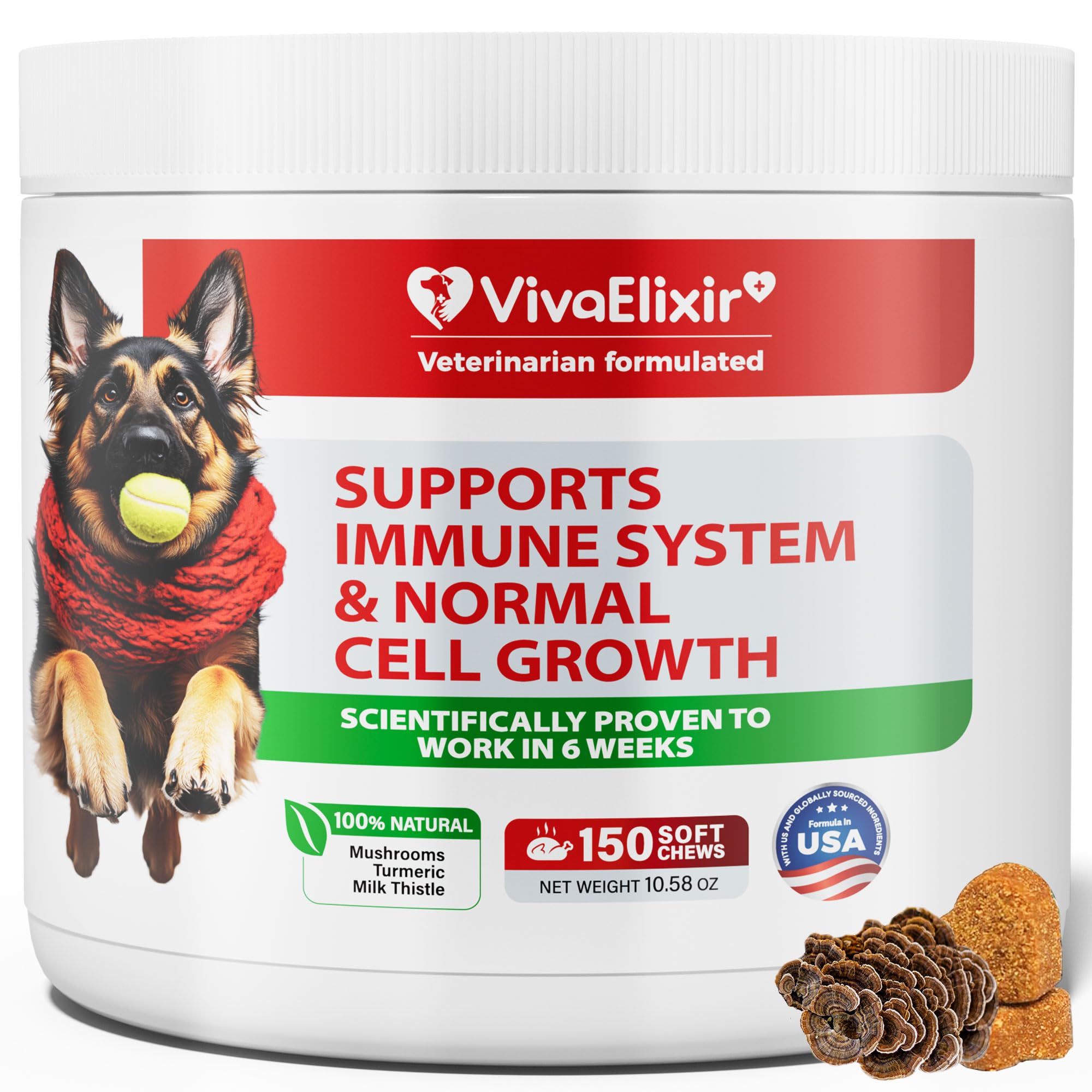 Dog Lumps and Bumps Supplement, Lipoma Treatment for Dogs - Immune Support Chews with Turkey Tail Mushroom, Reishi, Shiitake, Ma