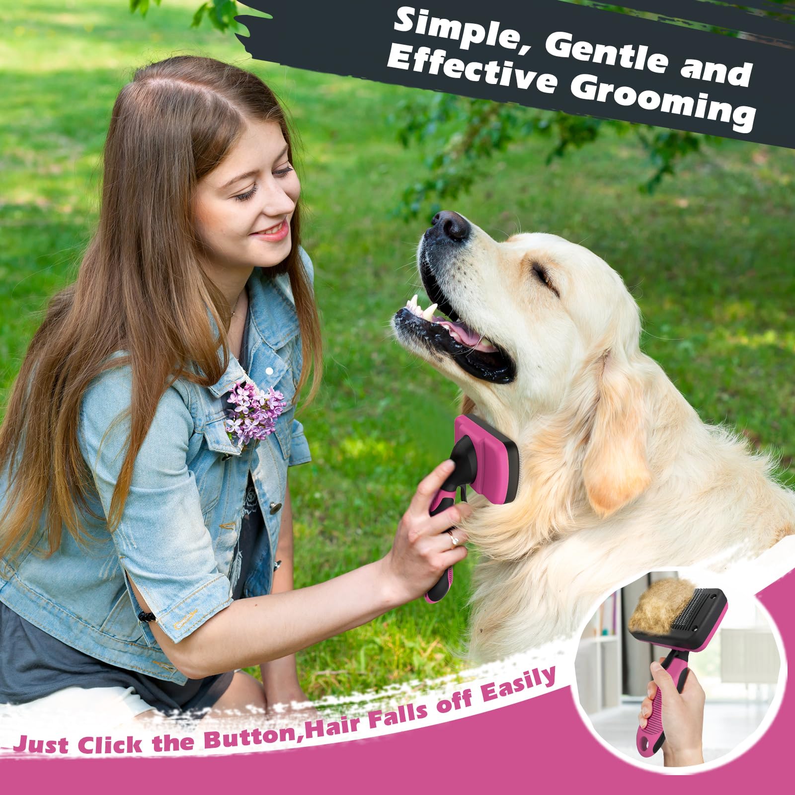 Augwind 3Pcs Dog Brush I Dog Brush For Shedding I Deshedding Dog Brush I Dog Bath Brush I Slicker Brush For Dogs I Dog Comb I Premium Pet Supplies (Red Black)