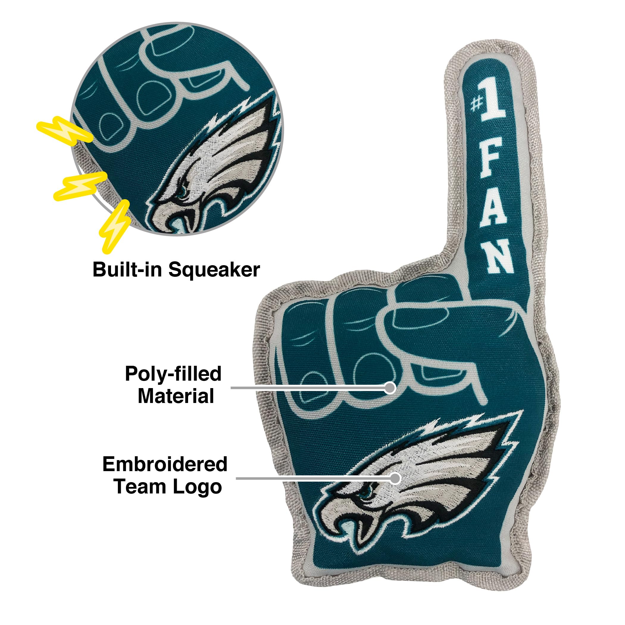 Nfl Philadelphia Eagles #1 Fan Toy For Dogs & Cats. Best Tough Pet Toy With Inner Squeaker
