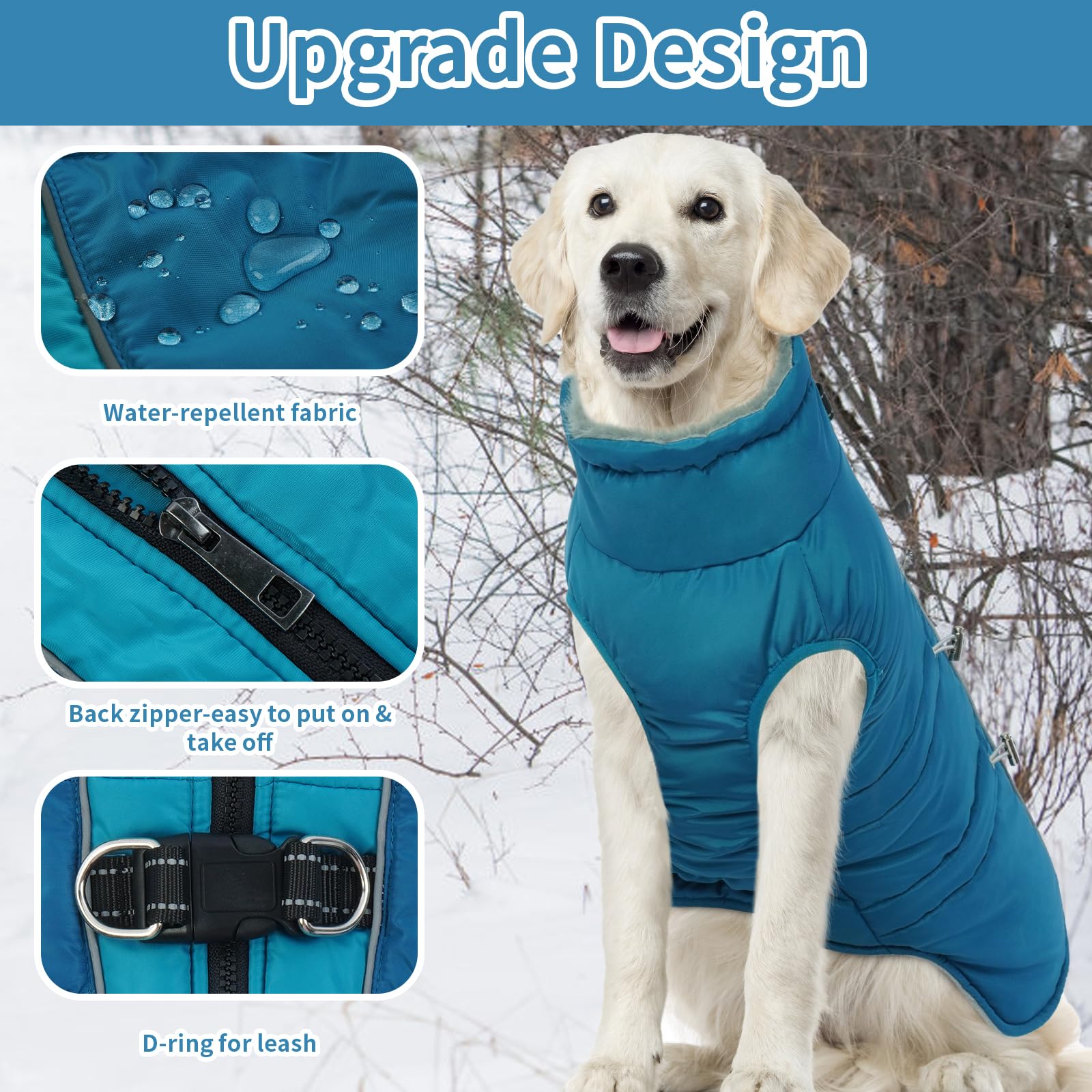 Idomik Warm Dog Coat With Built-In Harness, Warm Winter Coat, Waterproof Jacket, Thicken Fleece, Windproof Snow Jacket For Small