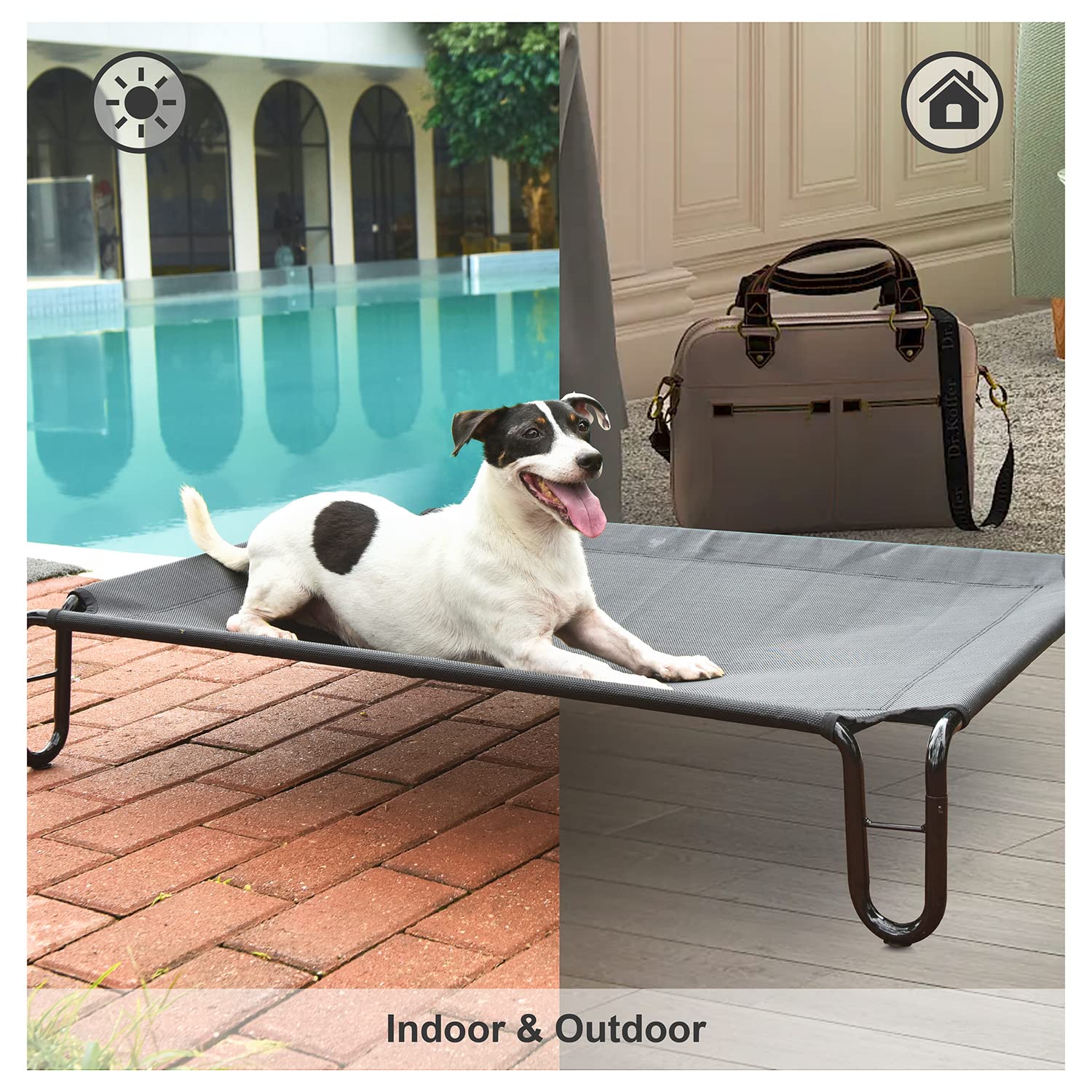 Pettycare Elevated Outdoor Dog Bed - Raised Dog Bed For Large Dogs, Waterproof Dog Cot Bed Easy To Assemble, Cooling Elevated Do