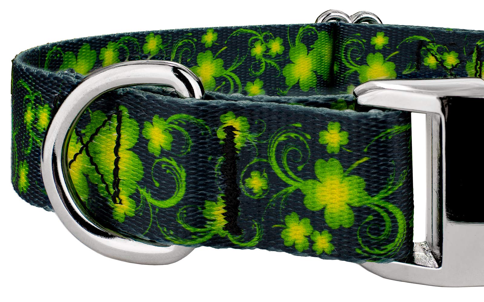 Country Brook Petz - Premium Clovers In The Wind Dog Collar And Leash - Irish Pride Collection Featuring Lucky Designs (1 Inch,