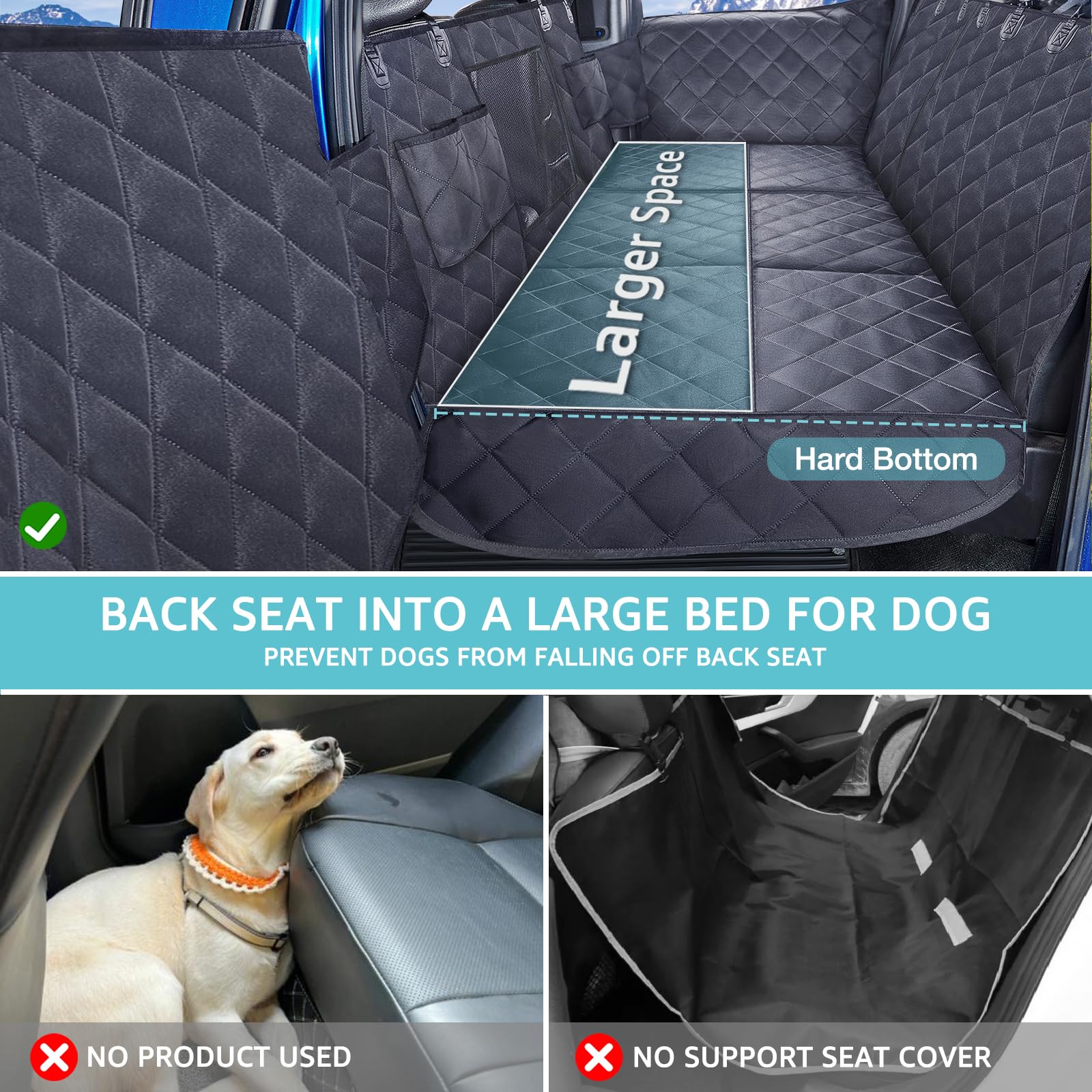 Truck Back Seat Extender For Dogs With Mesh Window,Sturdy Dog Car Seat Cover For Backseat With Door Protector,Waterproof Dog Ham