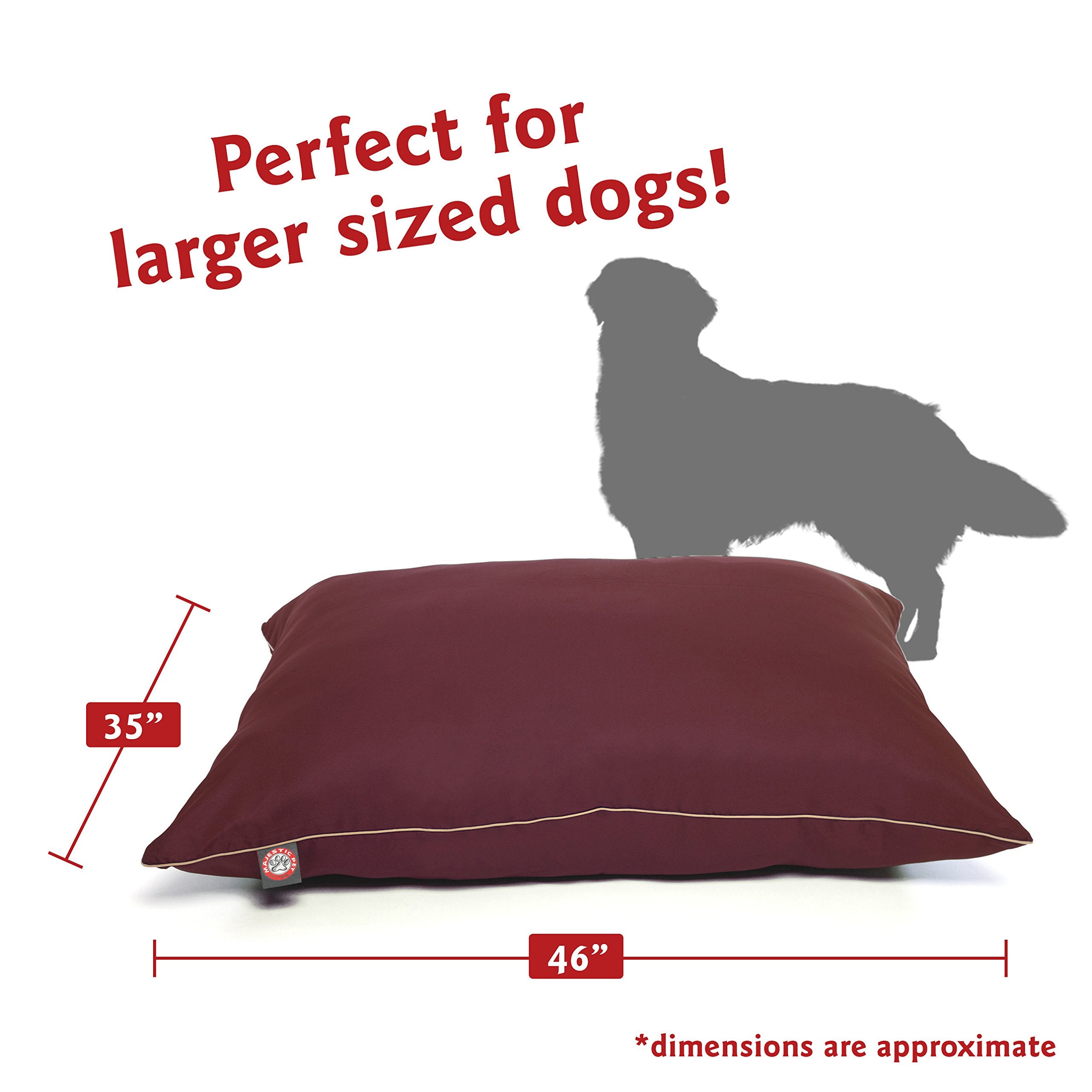 Majestic Pet Rectangle Large Dog Bed Washable – Non Slip Comfy Pet Bed – Dog Crate Bed Super Value Pillow Dog Bed – Dog Kennel Bed For Sleeping - Dog Bed Large Breed 46 X 35 Inch – Solid Burgundy