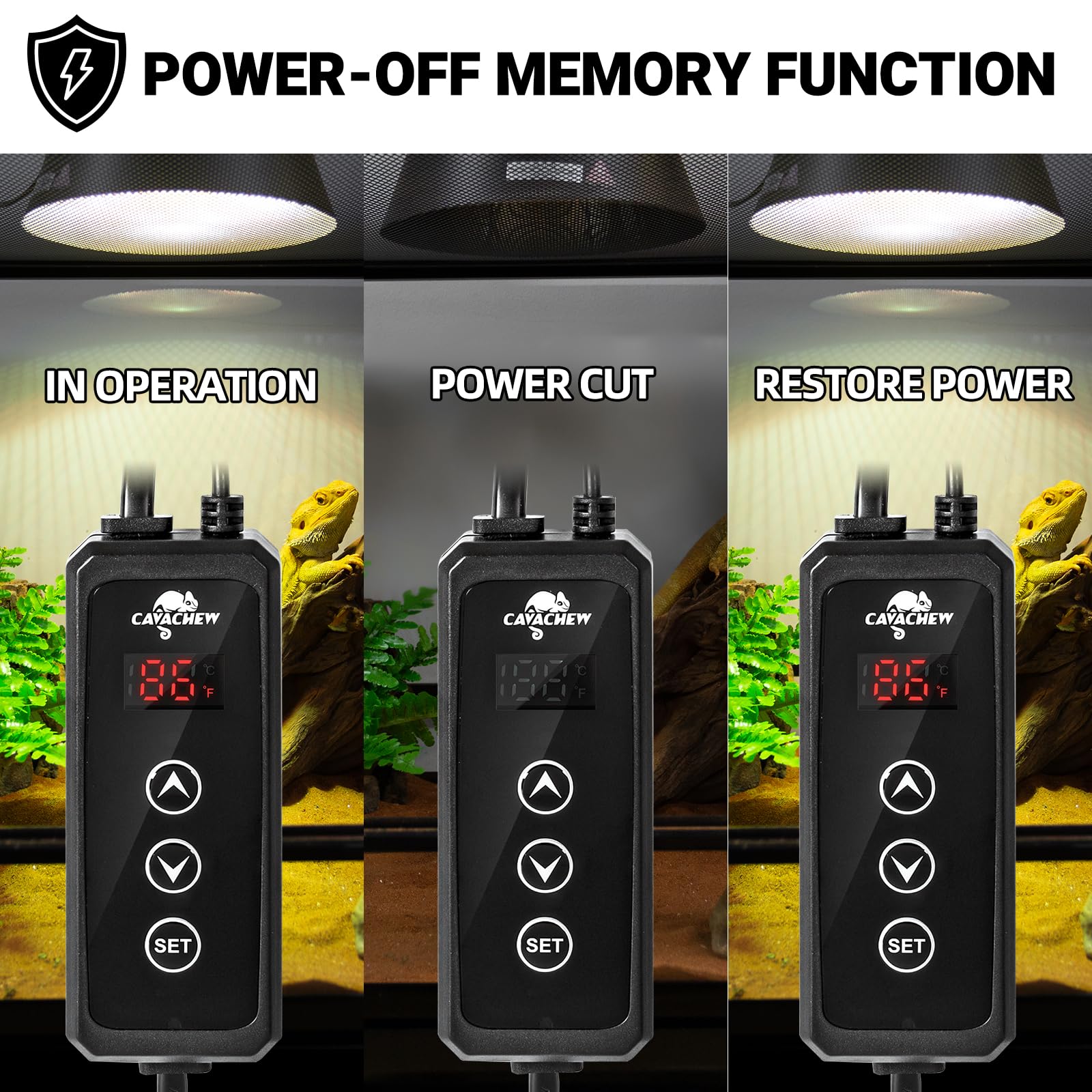 Cavachew Dimming Thermostat Reptile, Thermostat For Reptile Heat Lamp Mats Bulbs, Pid Temperature Controller For Reptile Amphibi