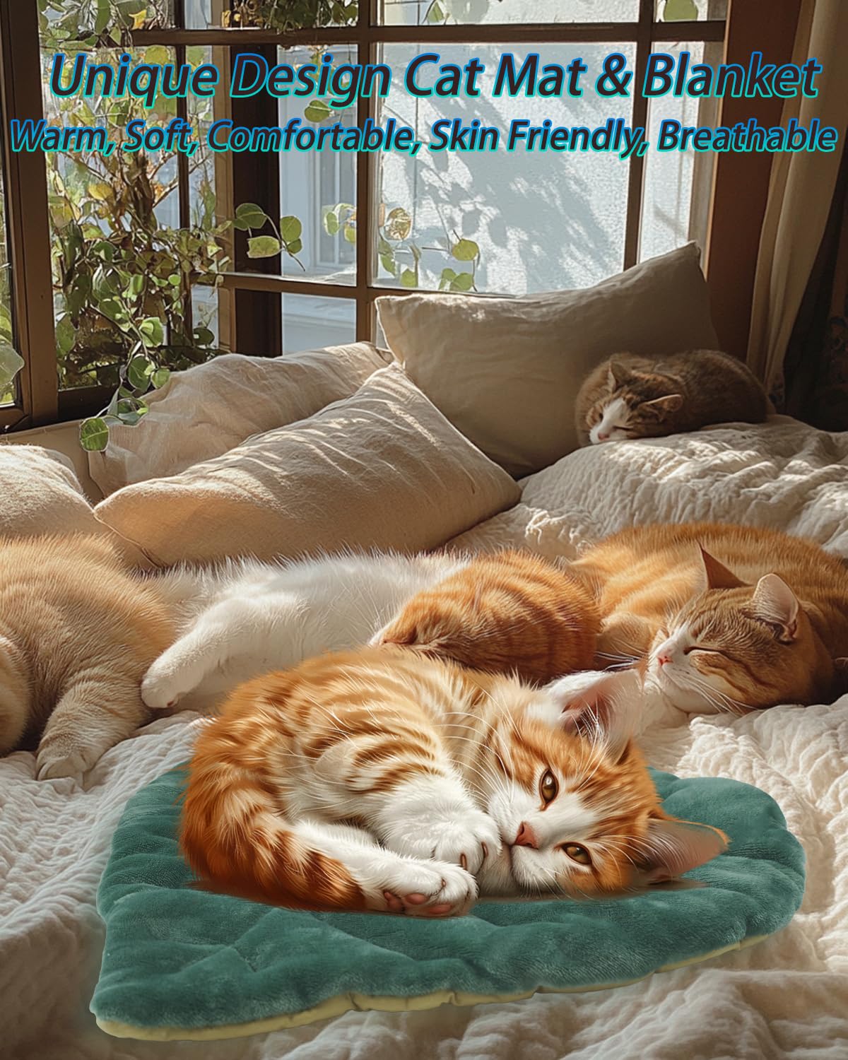 Rzxlszy Cat Mat Self Warming Cat Bed 26''X20'' Leaf Shaped Cotton Soft Warm Pet Pad Blanket For Indoor Bed Couch Sofa Floors Cat