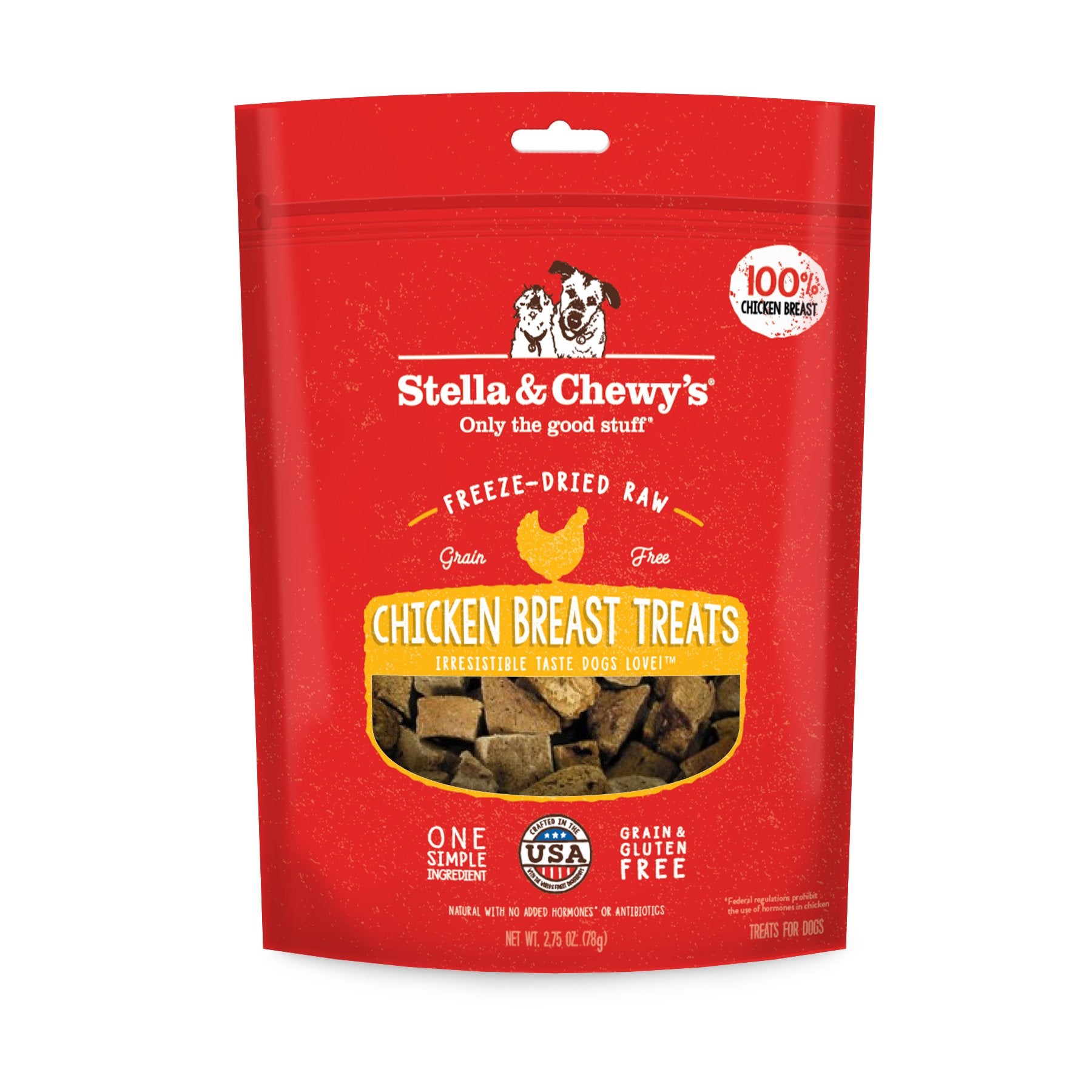 Stella & Chewys Freeze-Dried Raw Single Ingredient Chicken Breast Treats, 2.75 oz. Bag
