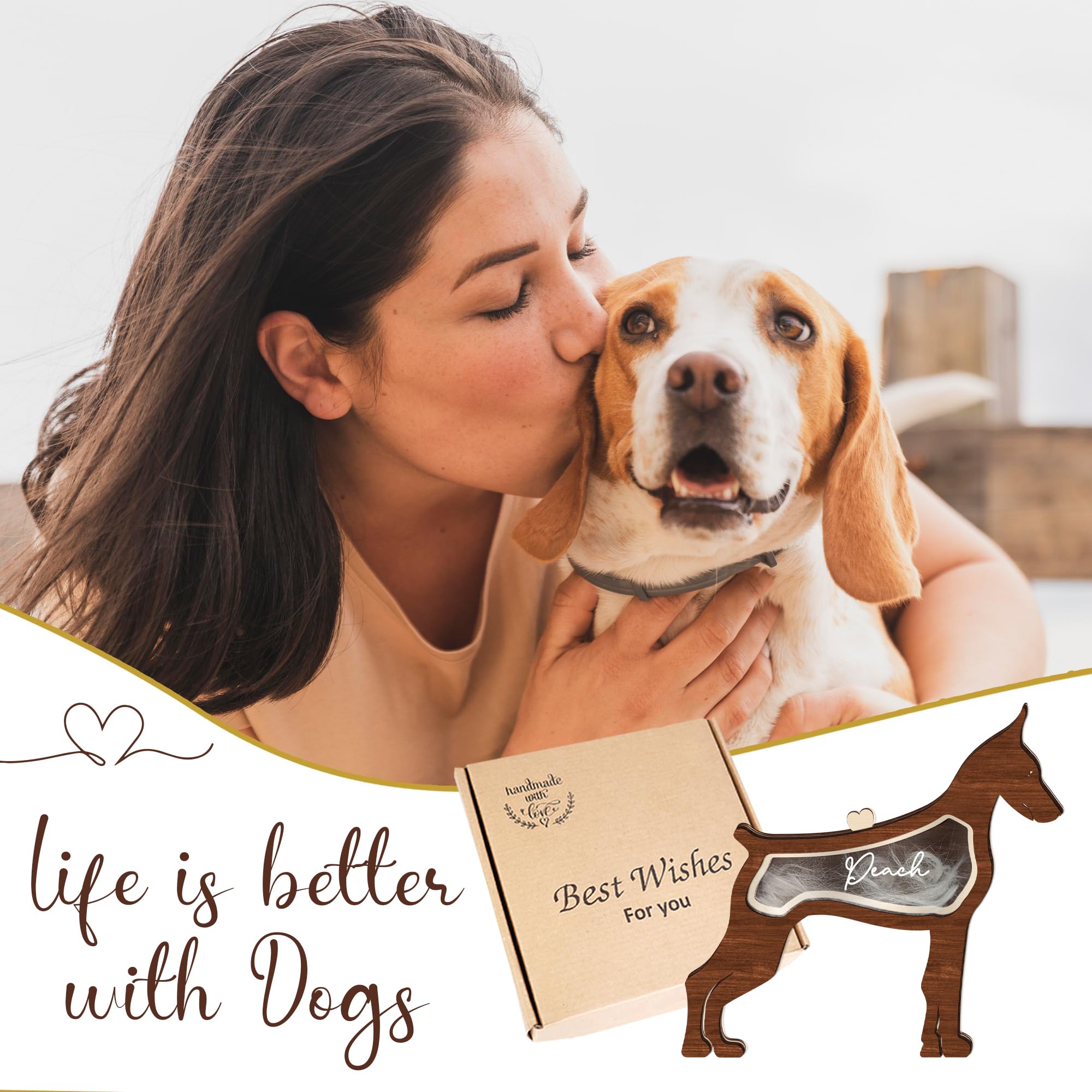 Doberman Pinschers Dog Hair Keepsake Box Wooden Pet Fur Gifts For Dog Cat Unique Dog Shape Standable Tabletop Decor Dog Memorial