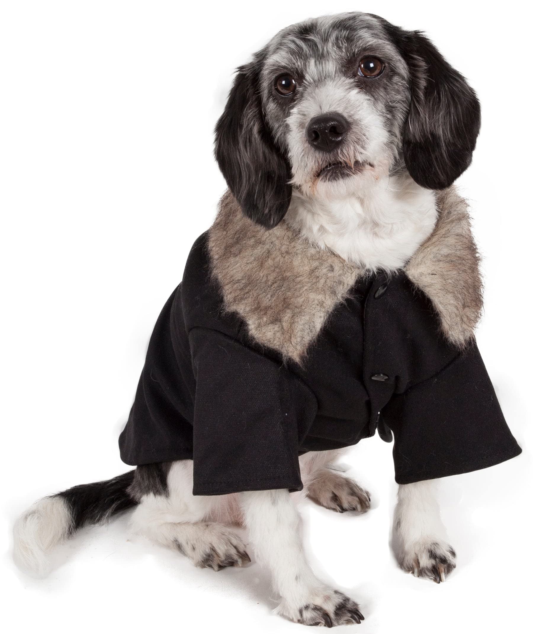Buttoned Coast-Guard Fashion Faux-Fur Collared Wool Pet Coat