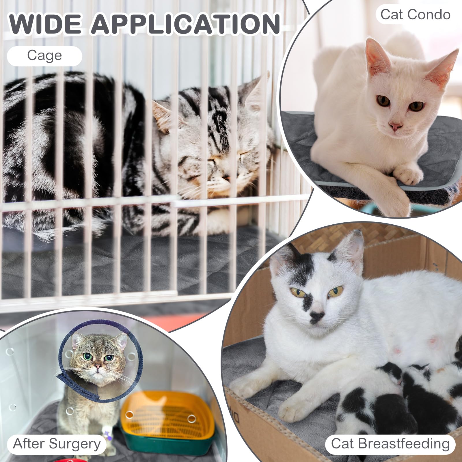 Clysee 2 Pack Self Heating Cat Mat Self Warming Pet Pads Washable Kennel Mat Dog Crate Pad Reflects Body Heat Non Skid Cat Therm