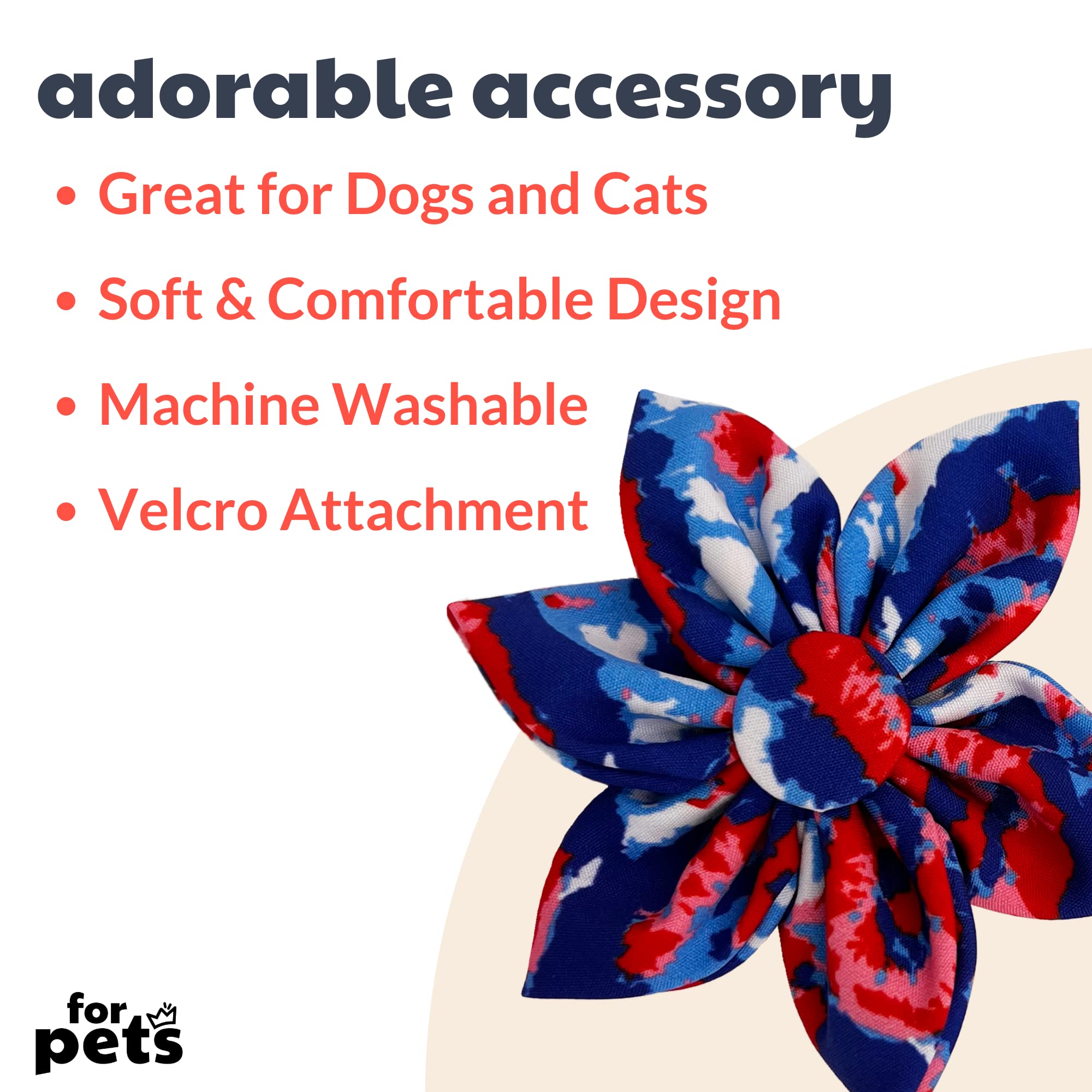 Huxley & Kent Pet Pinwheel | American Tie Dye (Small) | 4Th Of July Collar Accessory For Dogs/Cats | Bow Collar Attachment | Cut