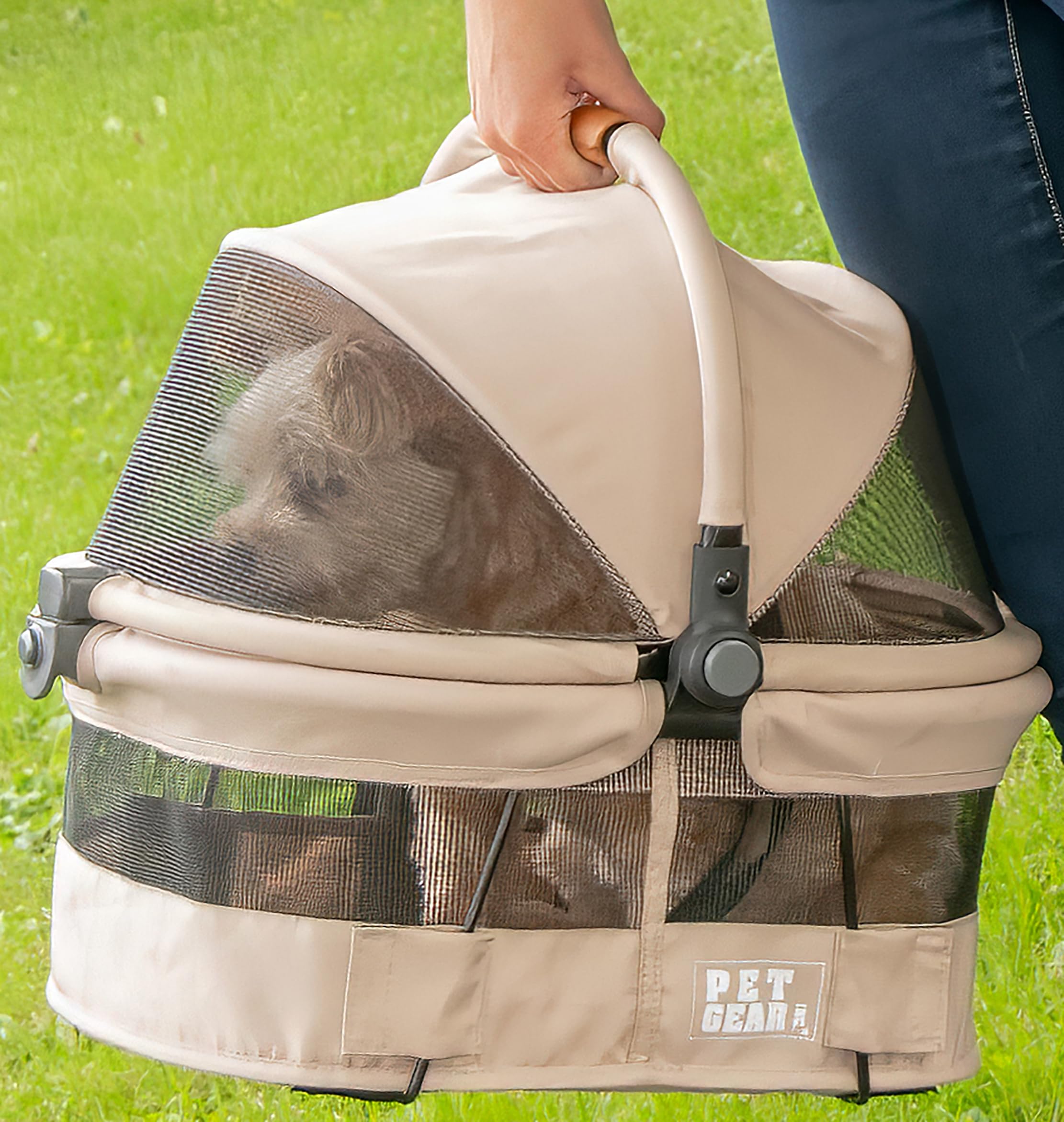 Pet Gear No-Zip View 360 Ultra Lite Pet Carrier & Car Seat, Wheat