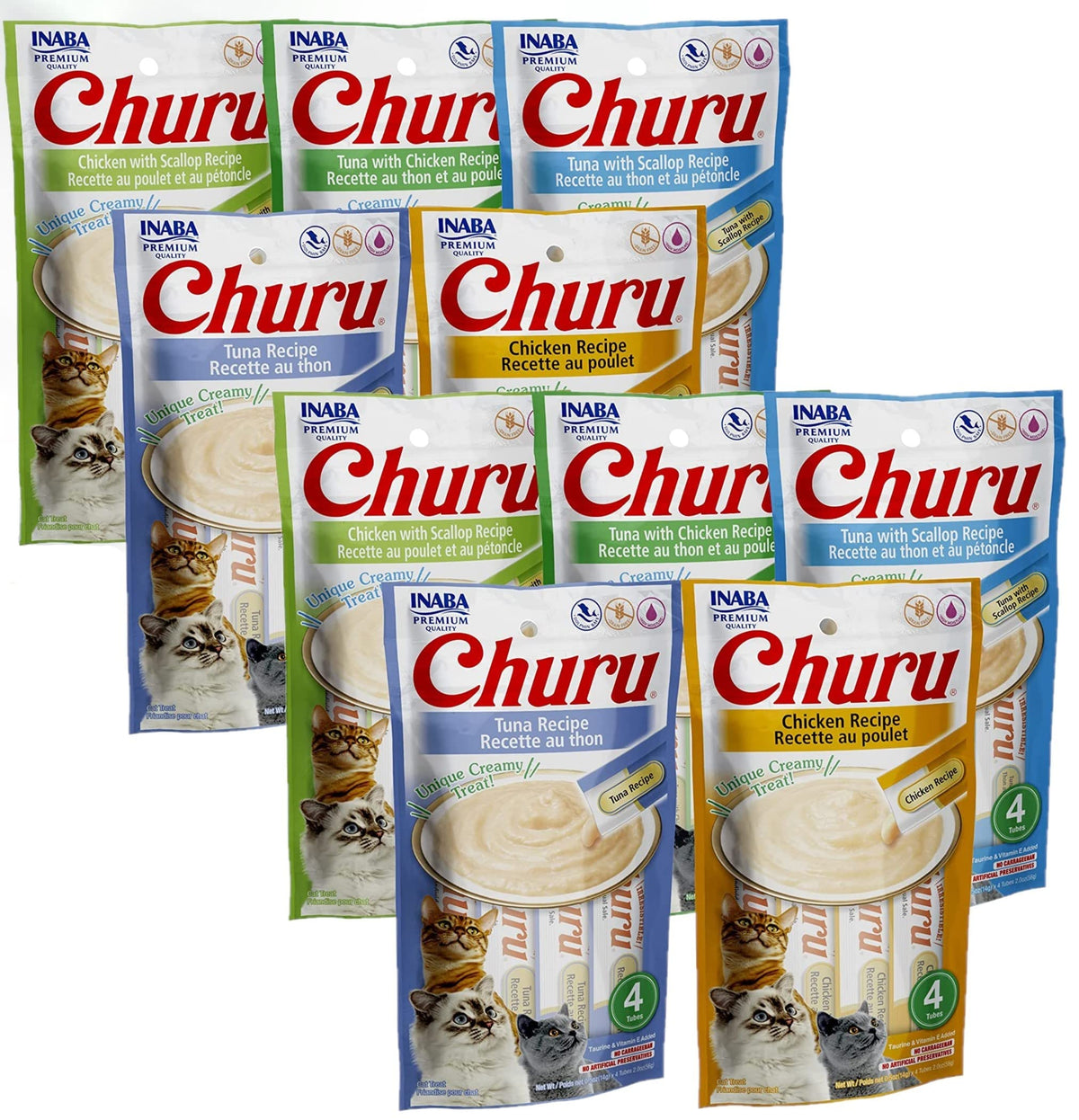 Inaba Churu Lickable Creamy Purée Cat Treats 5 Flavor Variety Pack Of 40 Tubes