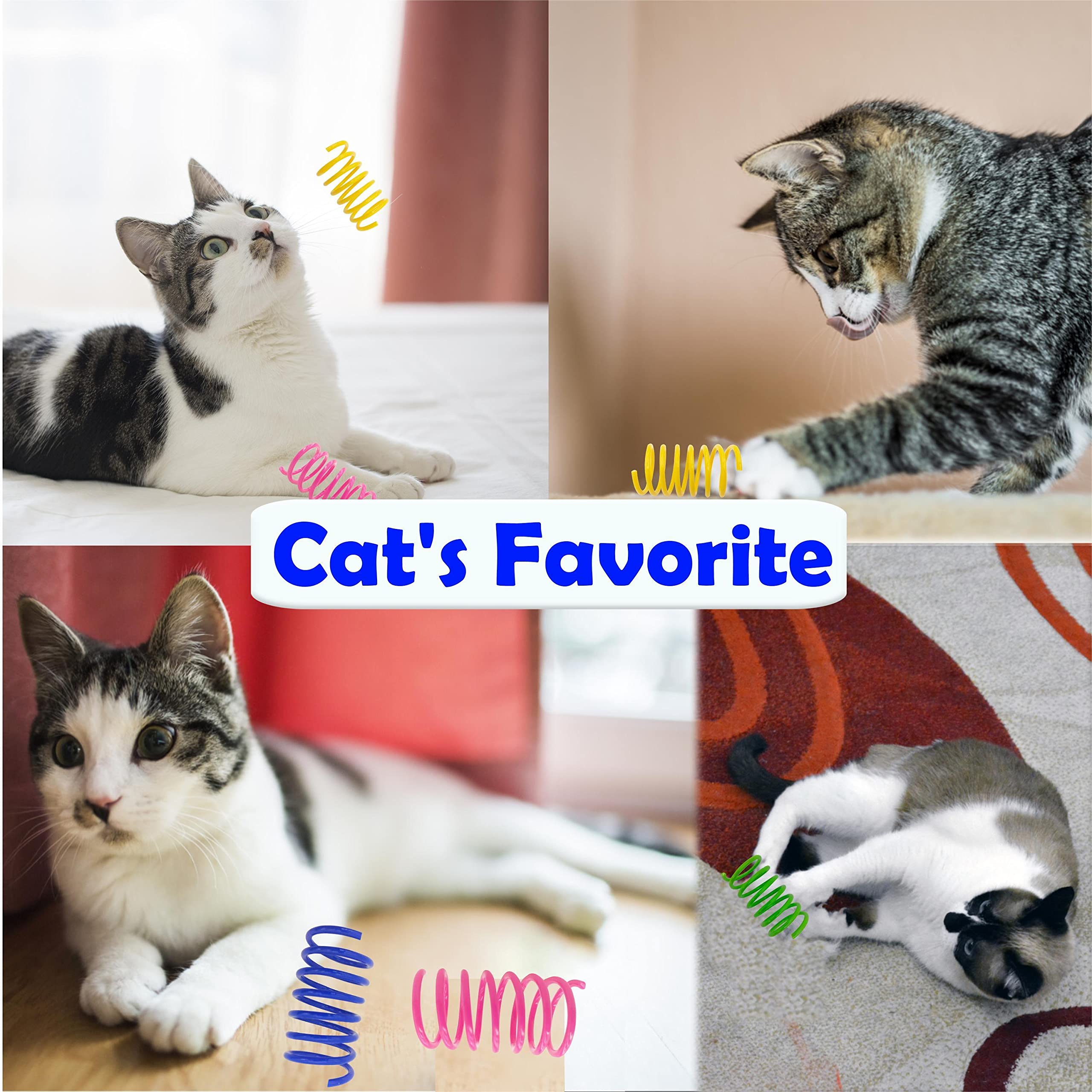 Quvovid Cat Spring Toys 40 Packs Colorful Plastic Spring Coils Attract Cats To Swat, Bite, Cat Toys For Indoor Cats For All Bree