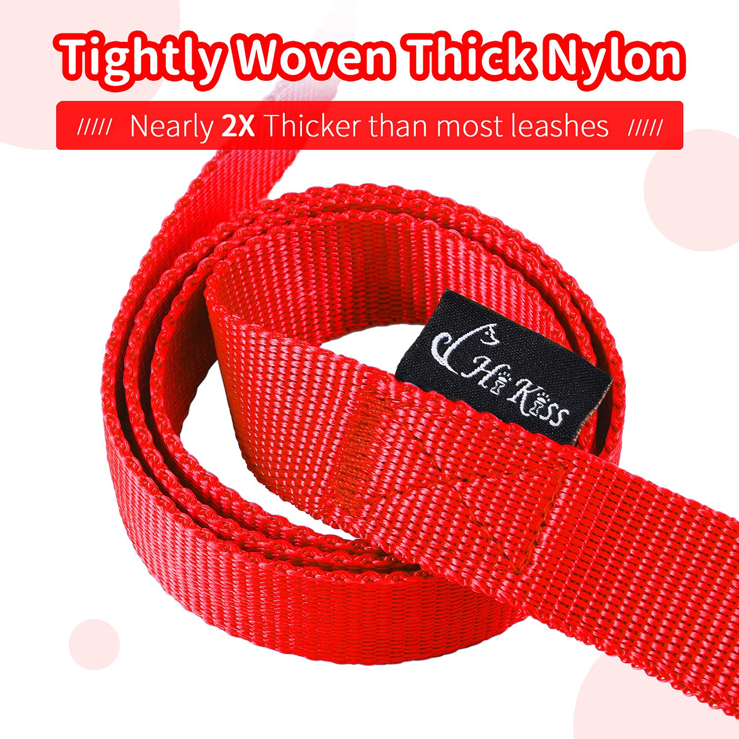 Hikiss Long Dog Leash Obedience Recall Training Agility Lead With Thickening Material For Large Dog - 15Ft 20Ft 30Ft 50Ft 100Ft Training Leash(Red 30Ft)