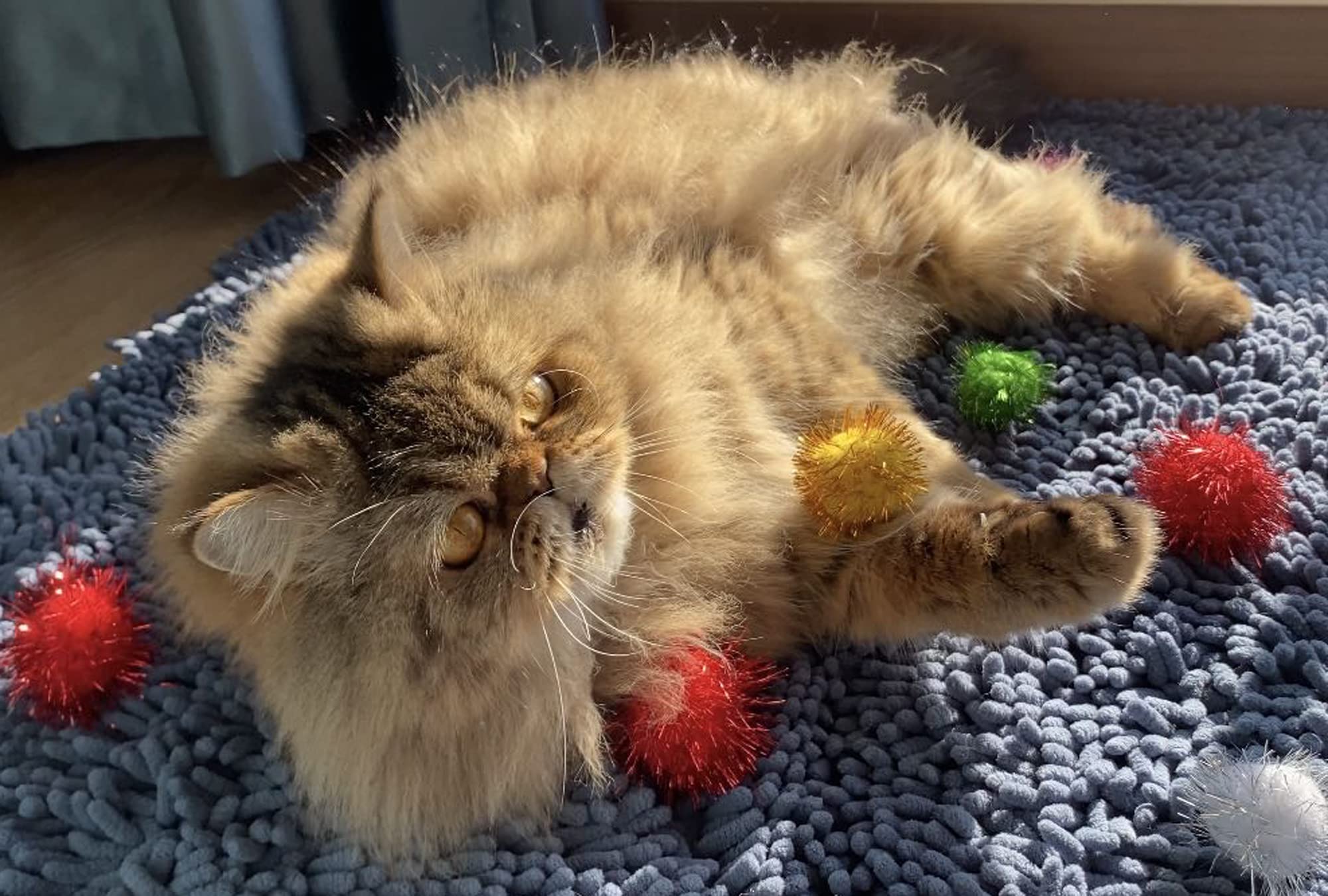 Rimobul 100Pcs 1.5 Inch Cat Toy Balls Extra Large Sparkly Cat'S Favorite Chase Glitter Ball Toy Sparkle Pom Pom Balls