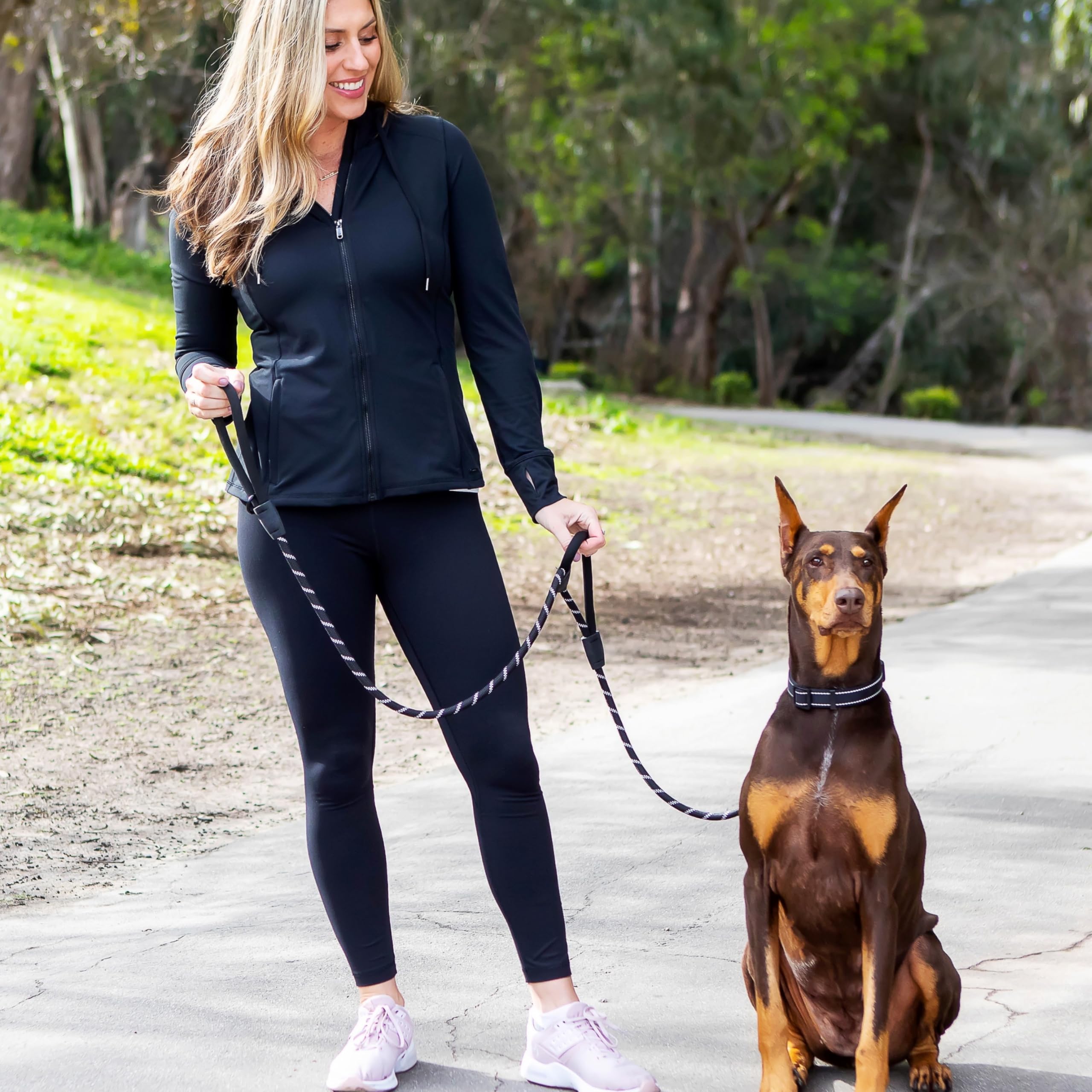 6 Foot Dog Leash, Two Extra Padded Handles, Heavy Duty Dog Leash For Medium To Large Pets, Highly Reflective, Shock-Absorbing No Pull Rope Lead, Durable For Walking, Running, Training Lead - Roam Gear