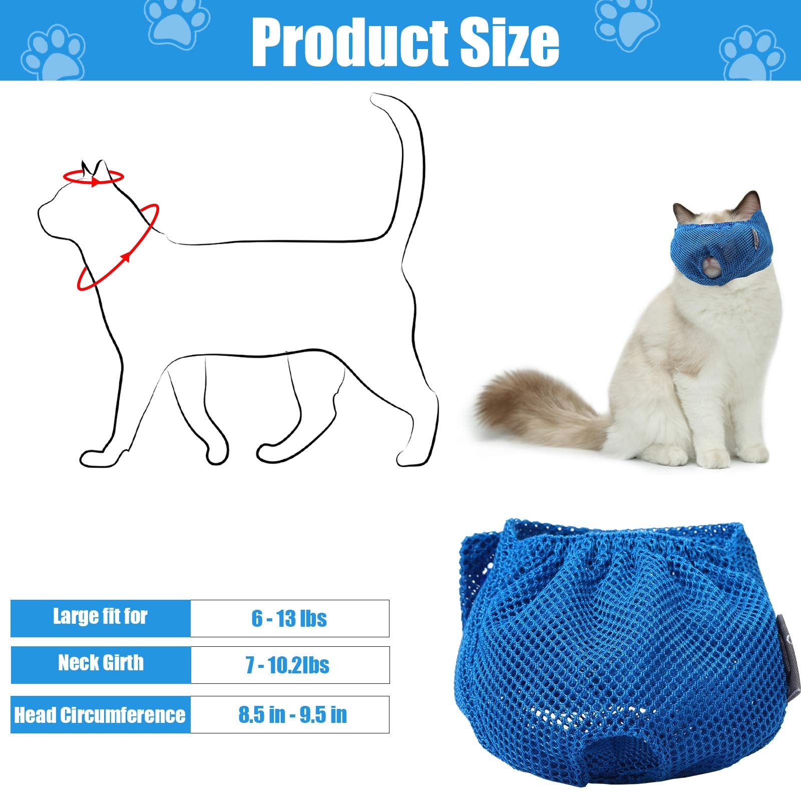Weewooday 3 Pieces Cat Muzzles Breathable Mesh Muzzles Cat Grooming Restraint Bags With Muzzle Anti Bite Anti Meow To Prevent Fr