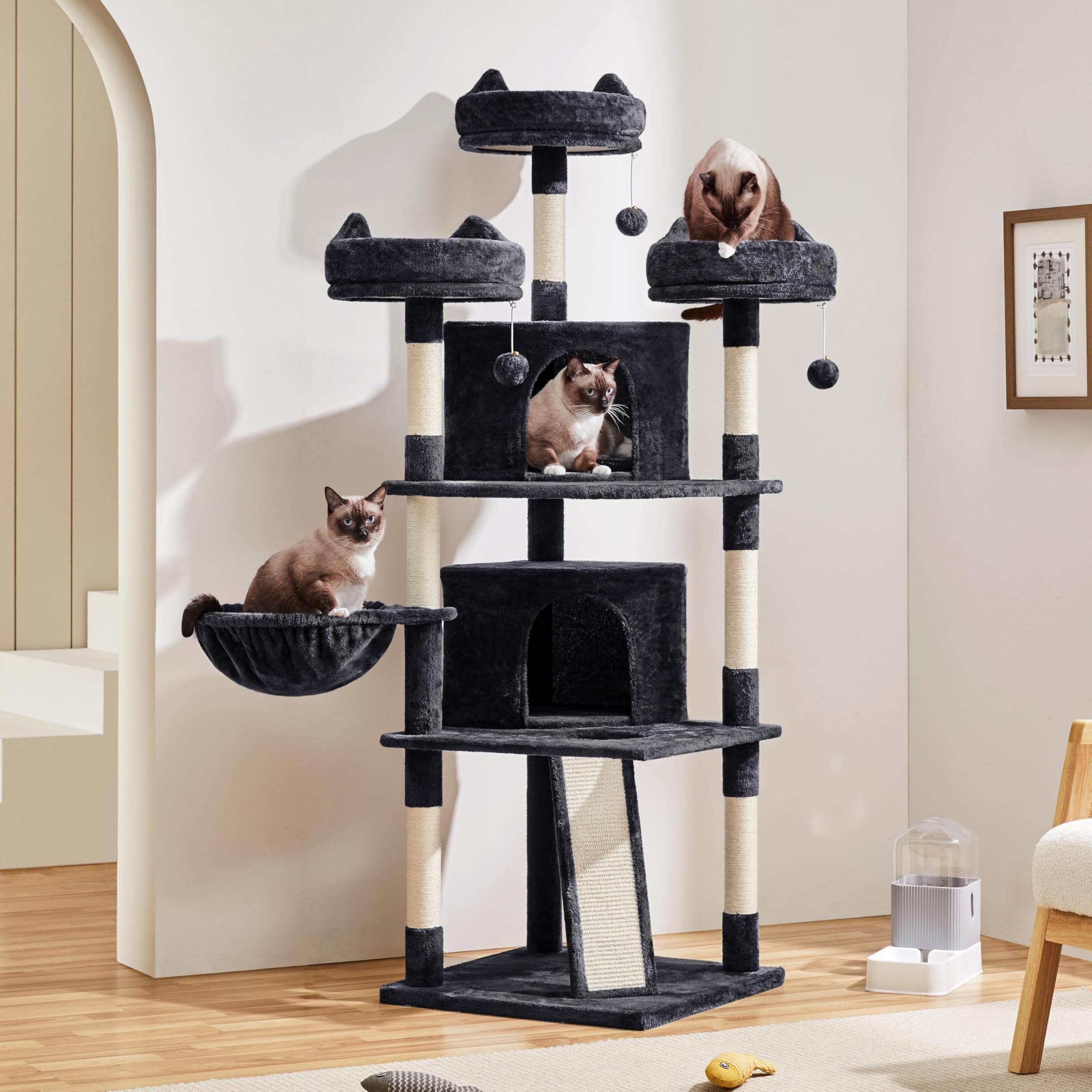 Yaheetech 68.5in Cat Tree Multi-Level Cat Tower with Large Cat Condo&Cozy Perches Stable Pet Play House w/Sisal-Covered Scratchi