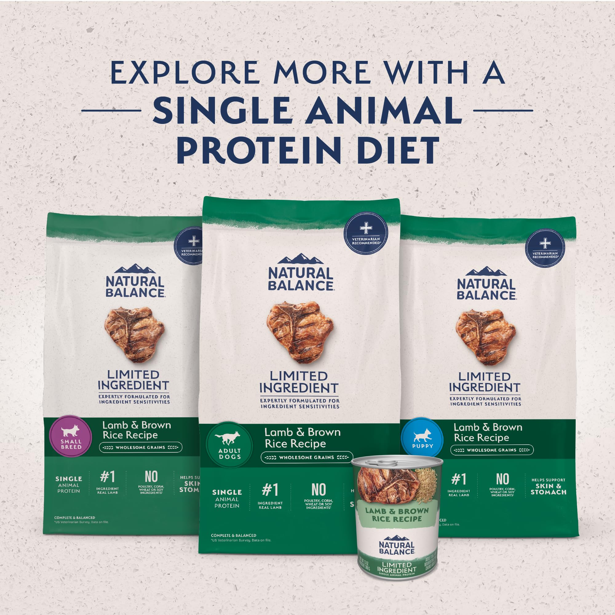 Natural Balance Limited Ingredient Large Breed Adult Dry Dog Food with Healthy Grains, Lamb & Brown Rice Recipe, 26 Pound (Pack