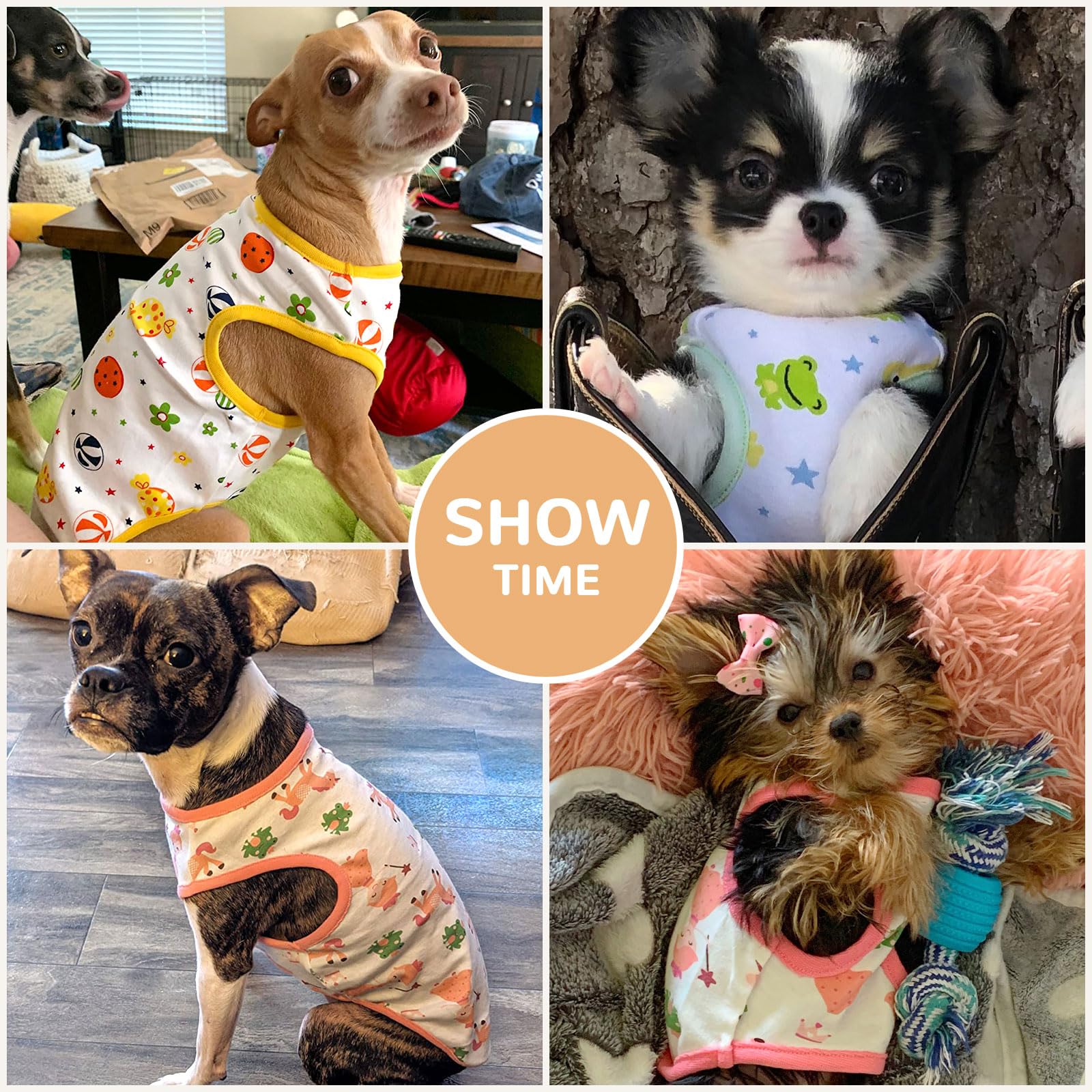 Petcare 3 Pack Premium 95% Cotton Small Dog Shirts Clothes - Soft Cute Puppy Outfits - Comfort Fashion Dog Shirt Vest For Small