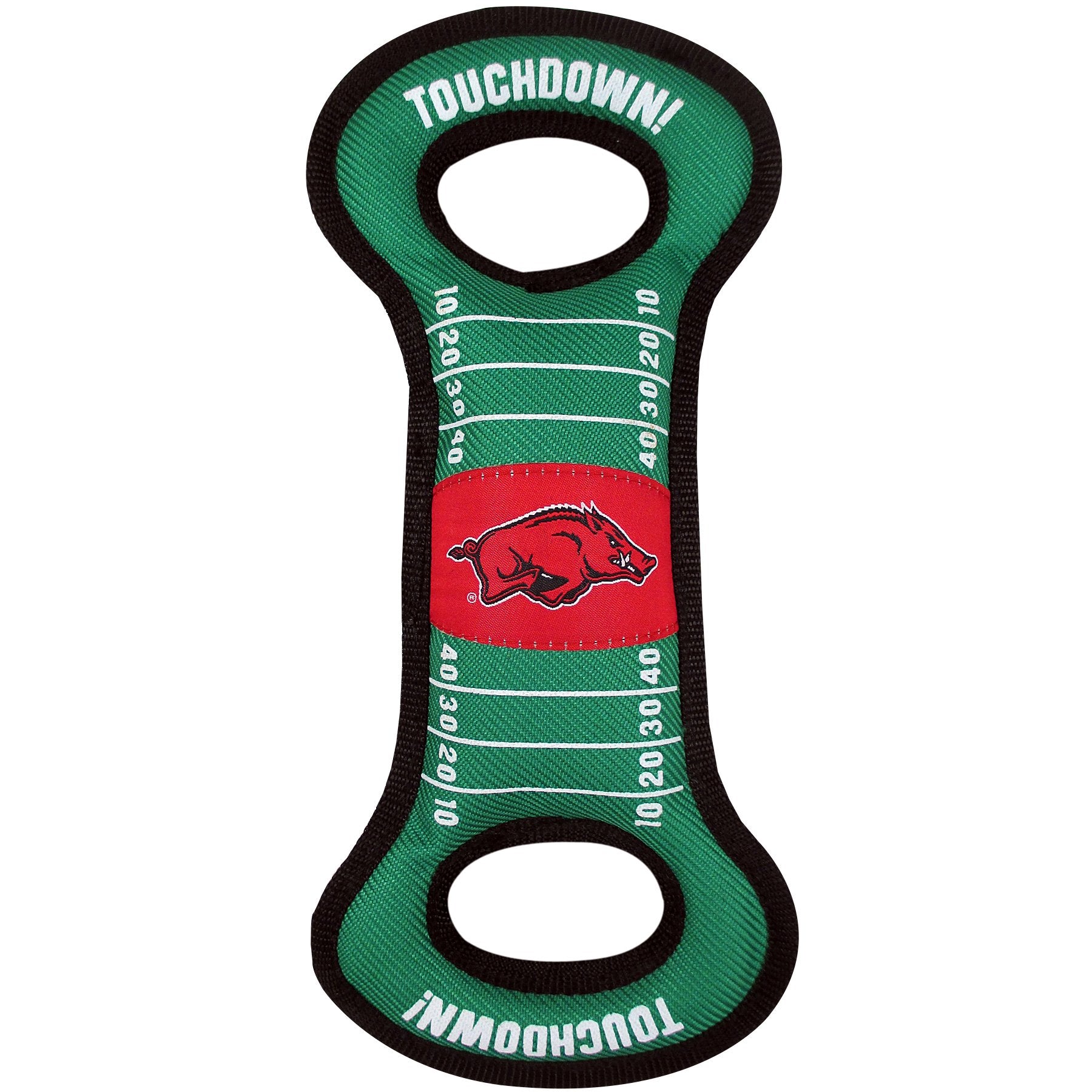 Pets First Ncaa Football Field Dog Toy With Squeaker. - Arkansas Razorbacks -For Tug, Toss, And Fetch. - Tough& Durable Pet Toy