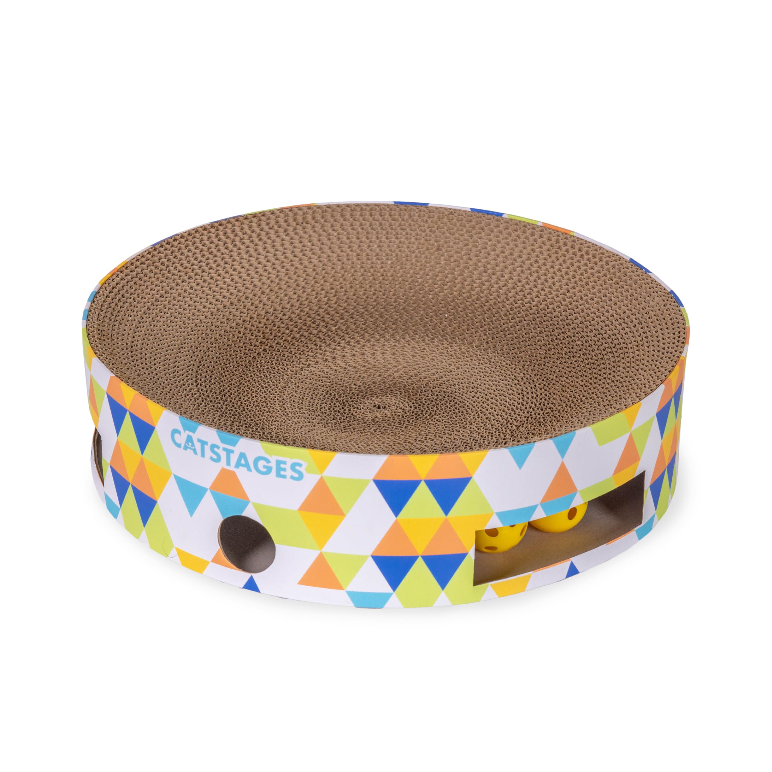 Catstages Bowl Track Scratcher Cat Ball Track Scratcher And Lougner, Multicolored