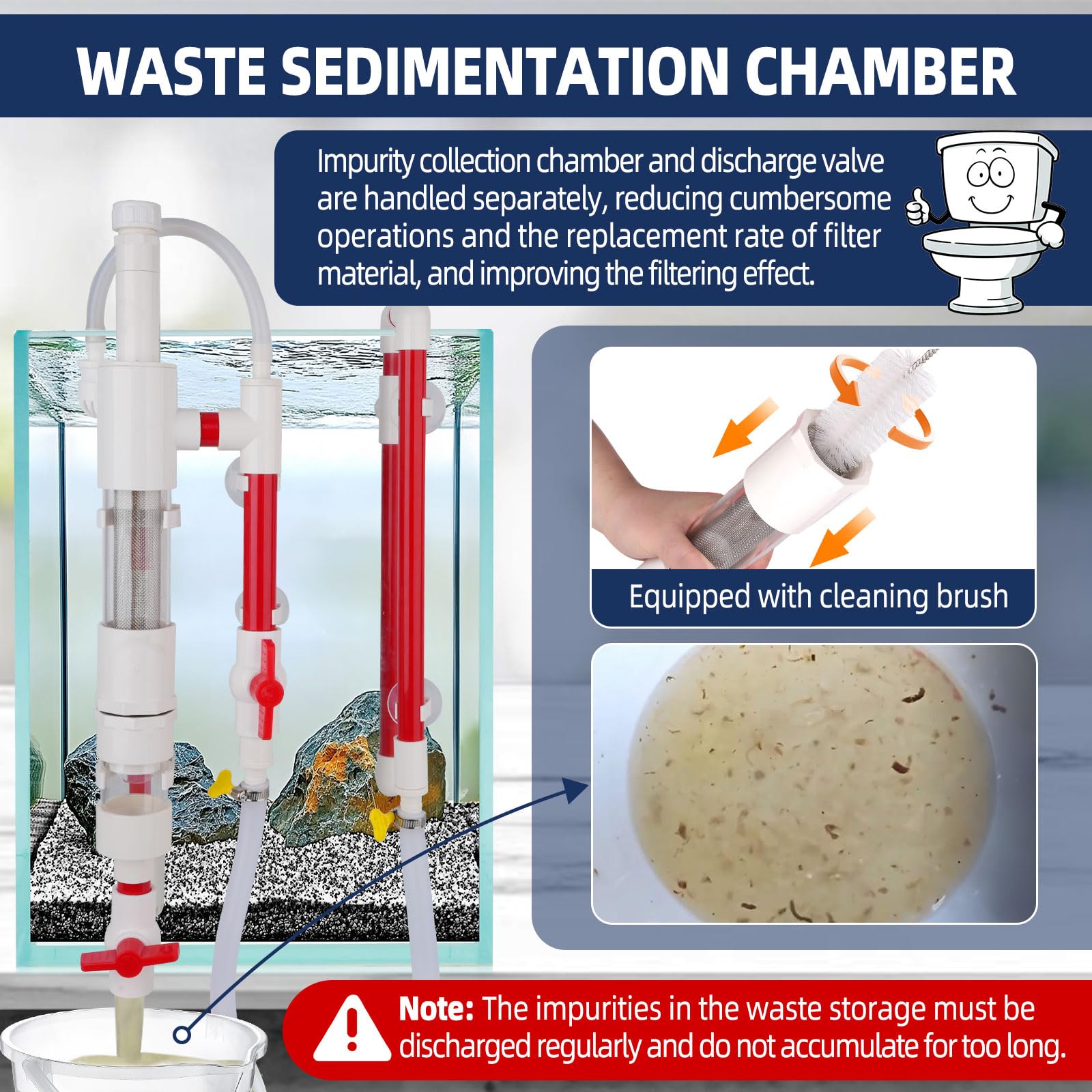 Hygger Aquarium Overflow Filter With Waste Collection Separator, External Hanging Filter Accessory, Fish Tank Siphon Filtration