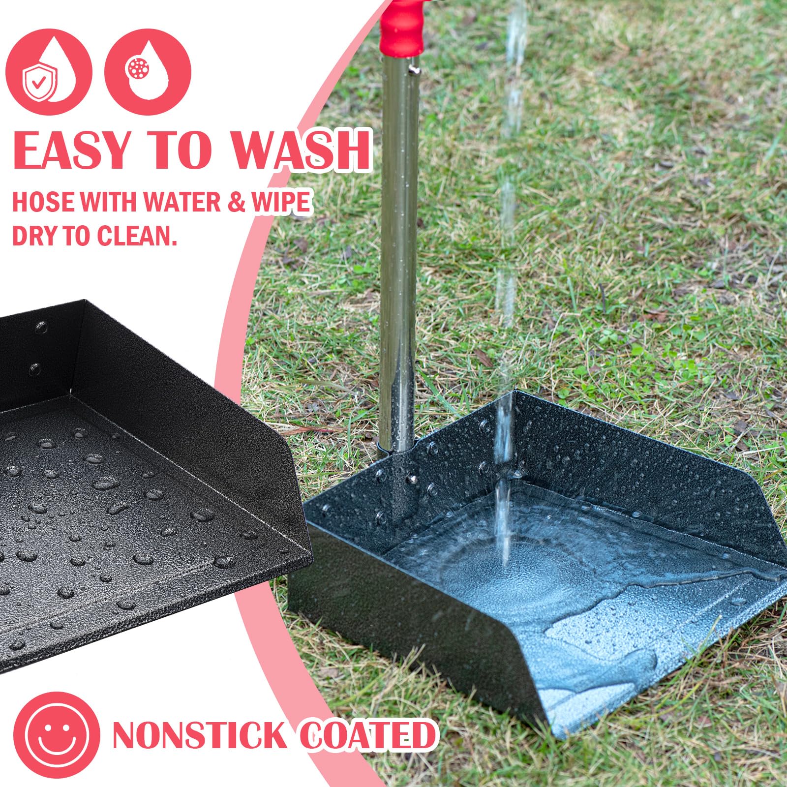 Fusbunty Dog Pooper Scooper Set, Pooper Scooper For Dog, Heavy Duty Stainless Steel Rake With Extra Large Tray & Spade No Bendin