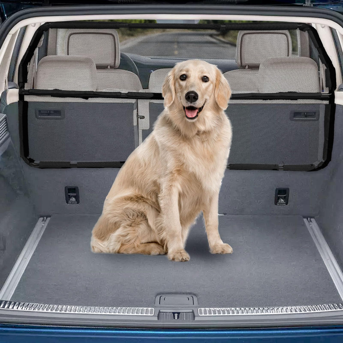 Dog Car Barrier Escape-Proof, 46' Wide Car Divider For 3Rd Row Seats & Cargo Area, Durable Cargo Area Dog Car Gate Trunk Barrier With See Through Net Mesh For Small Sized Suv & Vehicles Or Hatchback