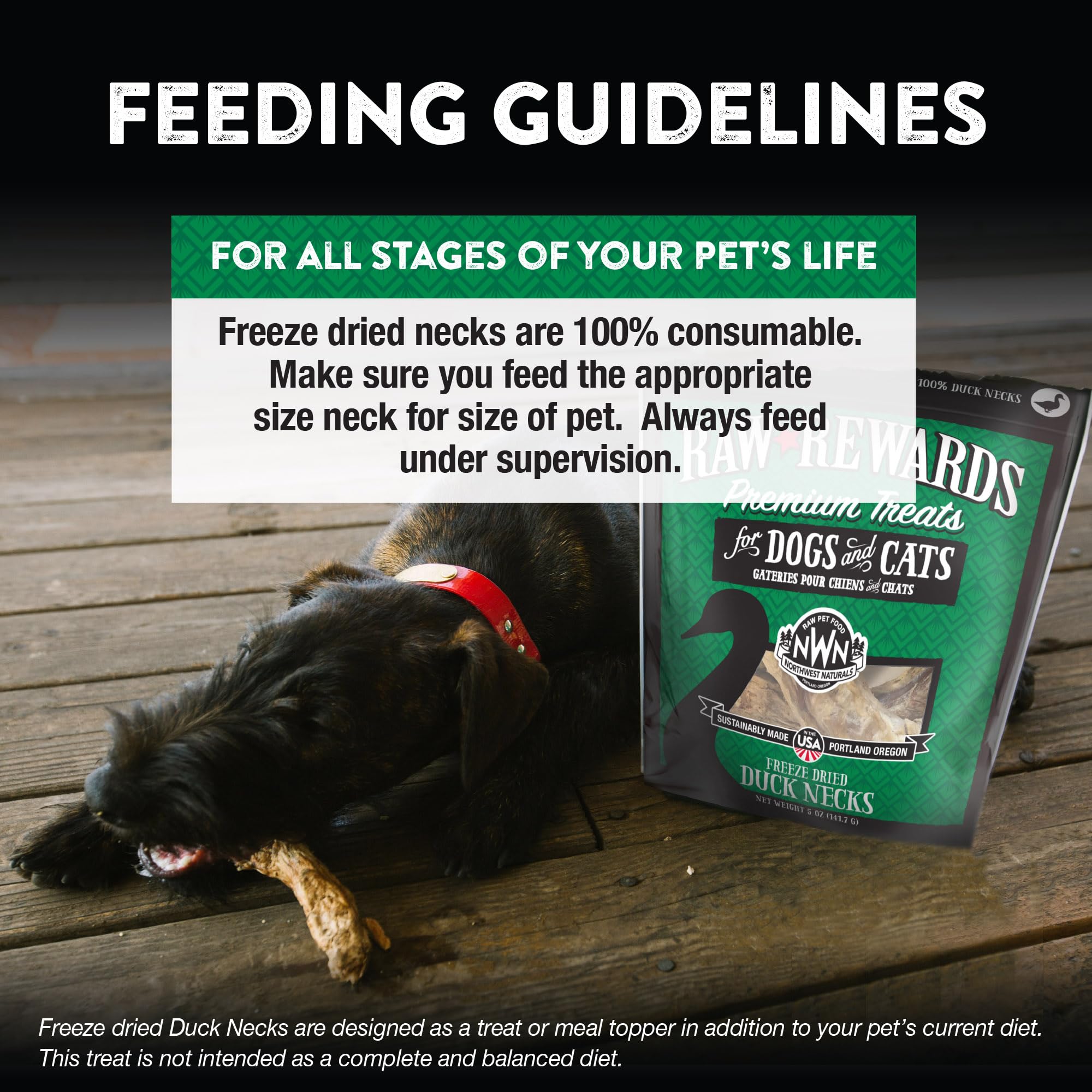 Northwest Naturals Raw Rewards Freeze-Dried Duck Neck Treats for Dogs and Cats - Whole Neck - Grain Free - 1 Ingredient - Health