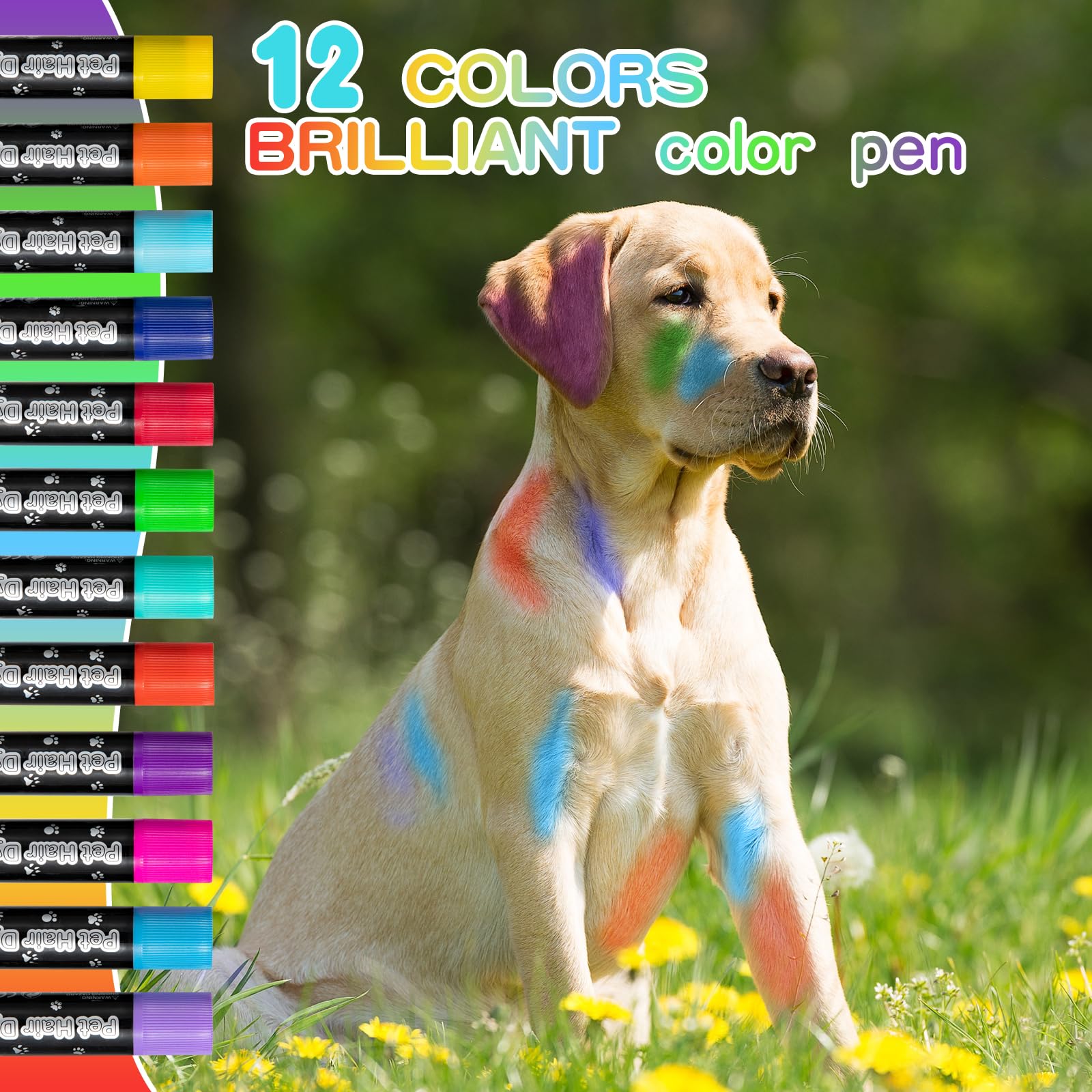 12 Pack Dog Hair Color Dye Temporary Non-Toxic Vibrant Colors Washable Pet Safe Paint For Dog Cat Animals