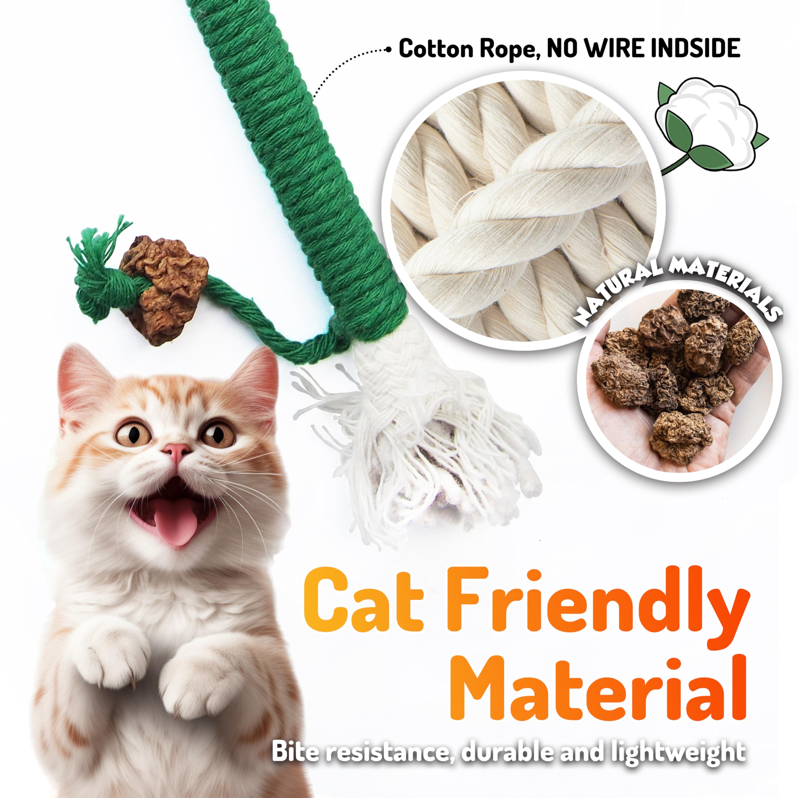 LEKEWPET Cat Chew Toys 3PCS Sisal Ropes Toys for Indoor Cats Teeth Cleaning Toys for Kitten, Bite Resistant Catnip Toys Interact