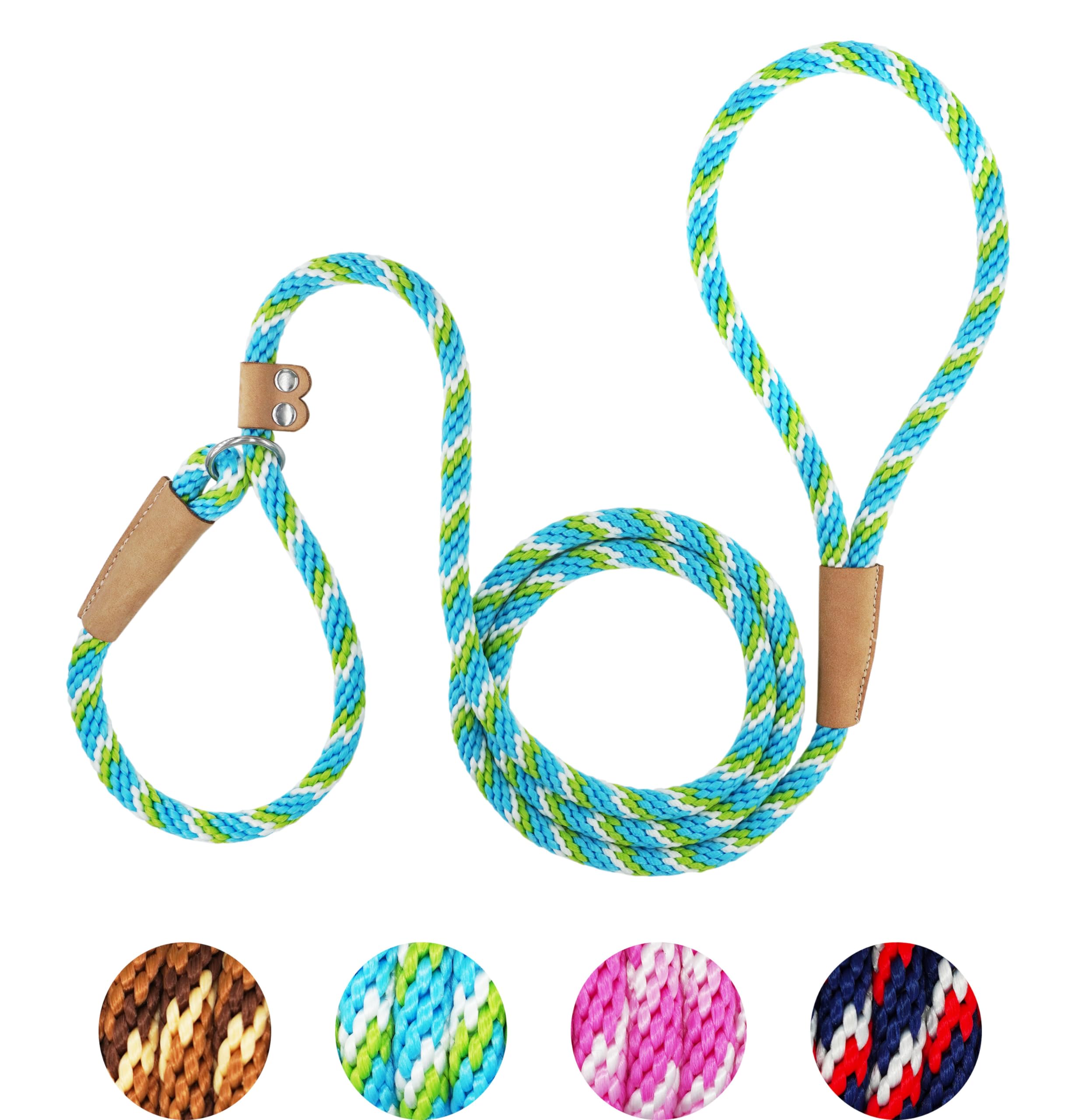 Tochibabe 6 Ft Slip Leads For Dogs No Pull Dog Training Leash Slip Leash Dog Lead Strong Dog Loop Leashes Colorful Braided Rope 