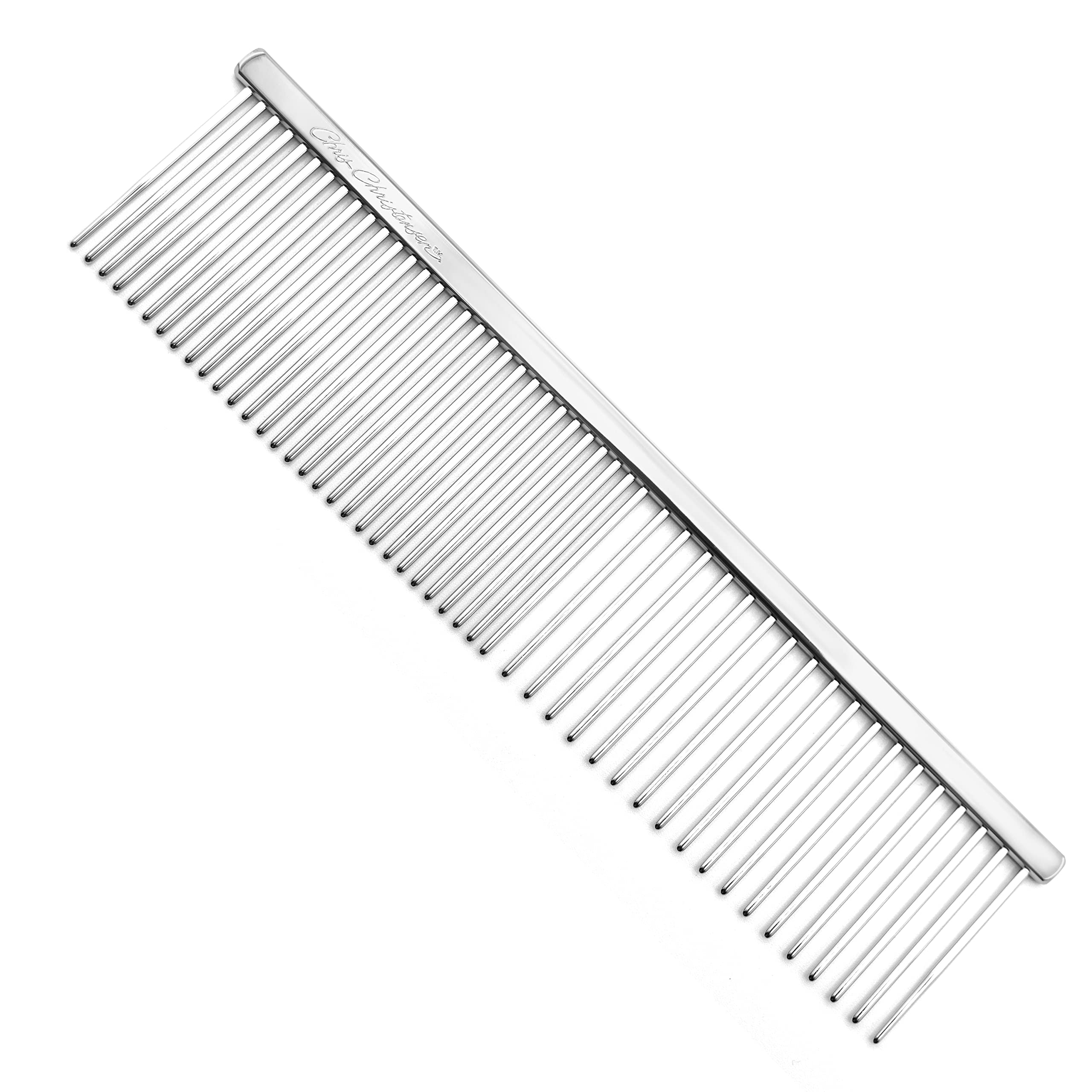 Chris Christensen 005 7.5 inch Fine/Coarse Long Tooth Greyhound-Style Butter Comb, Groom Like a Professional, Rounded Corners Pr