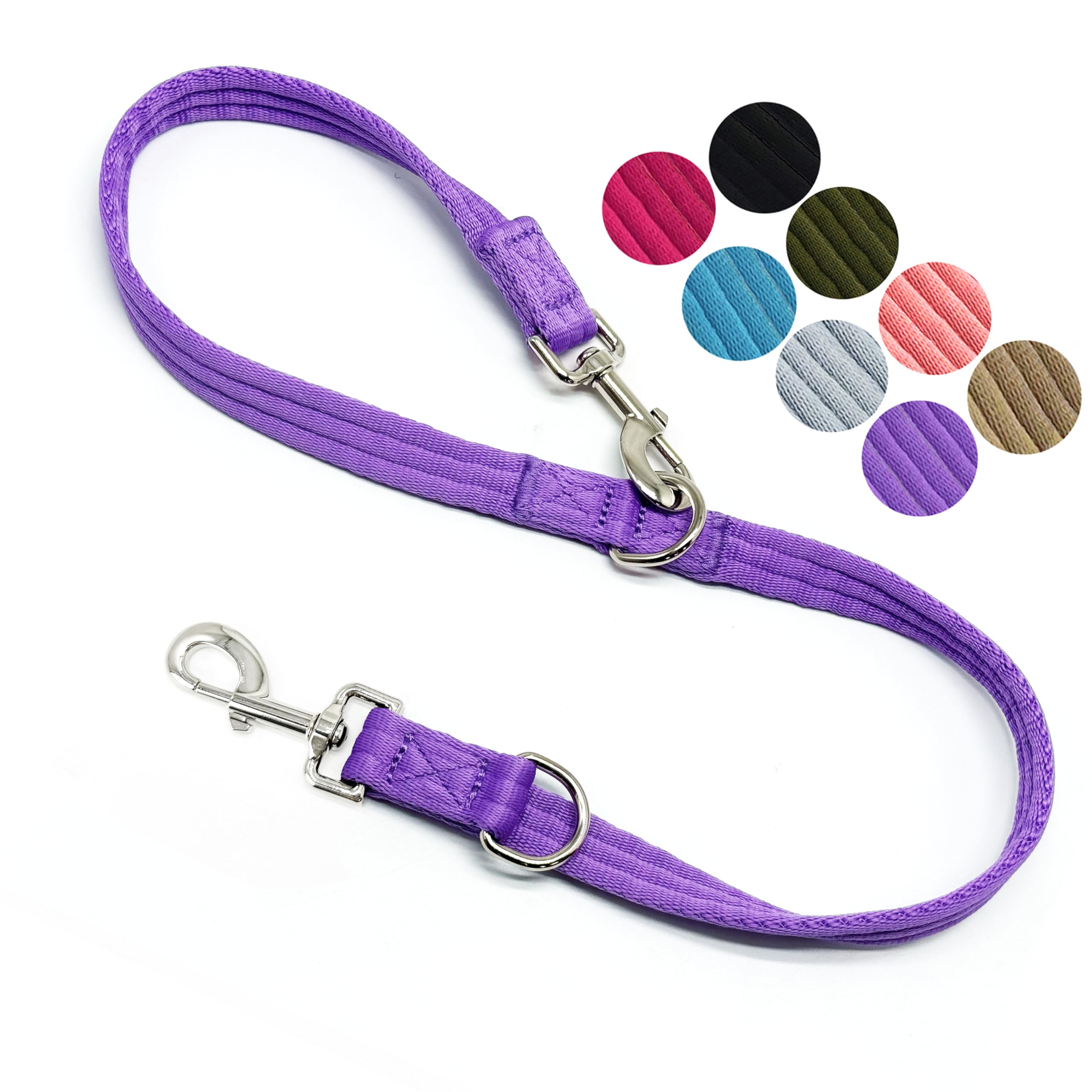 Double Ended Dog Leash,For Obedience Training Easy To Use,Lightweight,Soft For Large And Medium Dogs (Purple, 1M*2.5Cm)