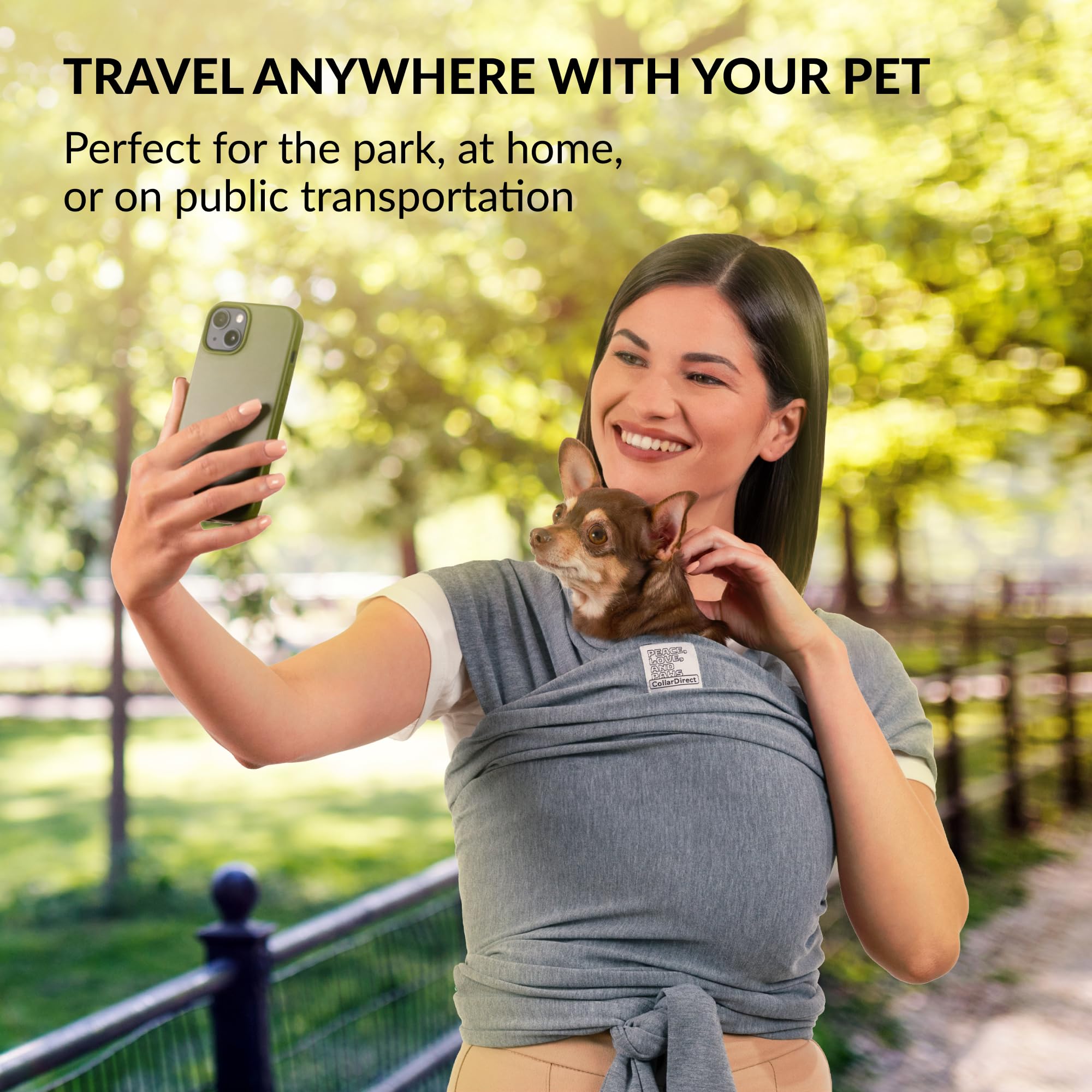 Dog Sling Carrier For Small Dogs - Anti-Anxiety Cat Sling, Puppy Pouch - Pet Sling In Gray Black Blue Green Pink Yellow (Gray, L