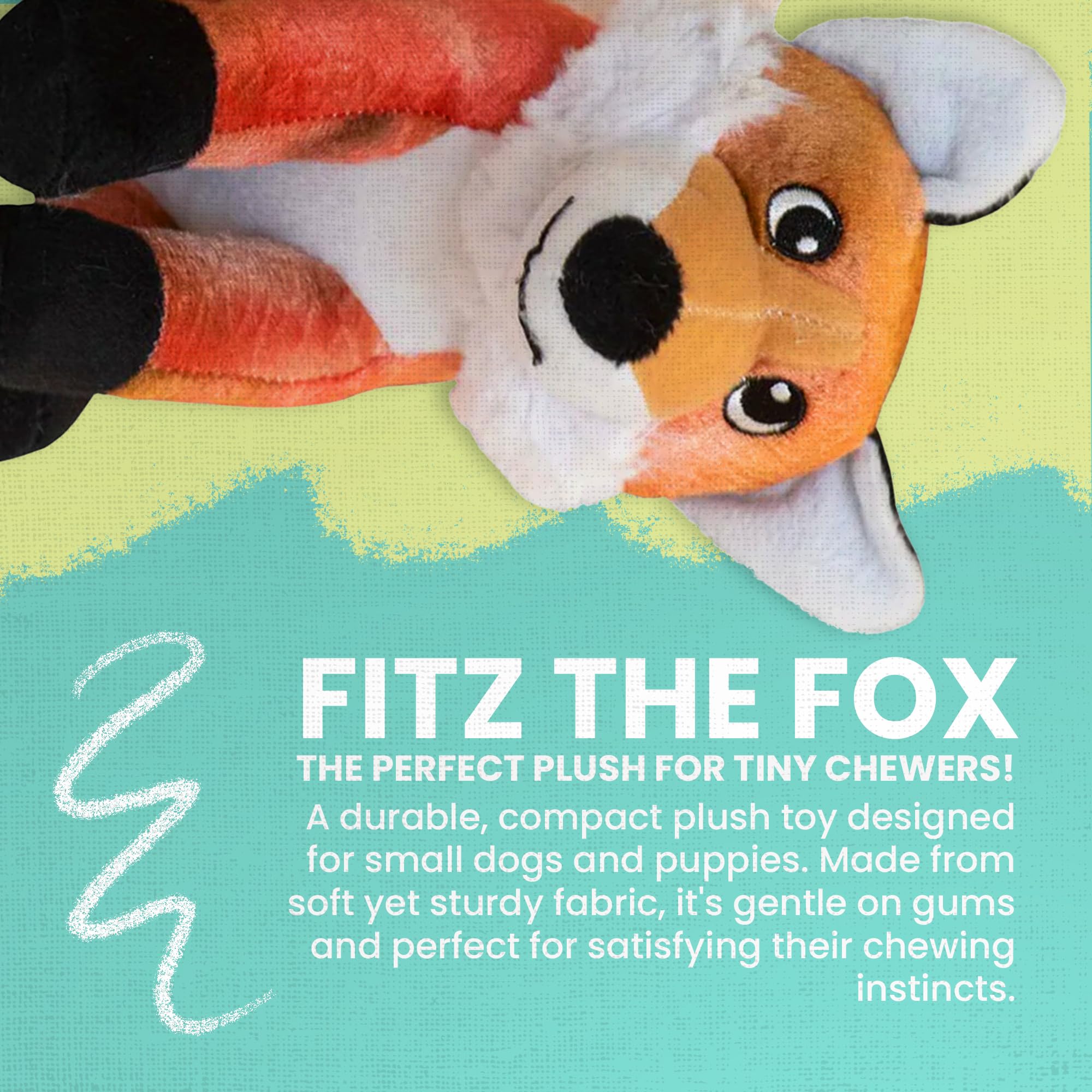 Snugarooz Fitz The Fox Dog Toy With Repair Patch – Soft & Durable Plush - Crinkle & Squeaker – Perfect For Small To Medium Dogs - Fun Play & Cuddles