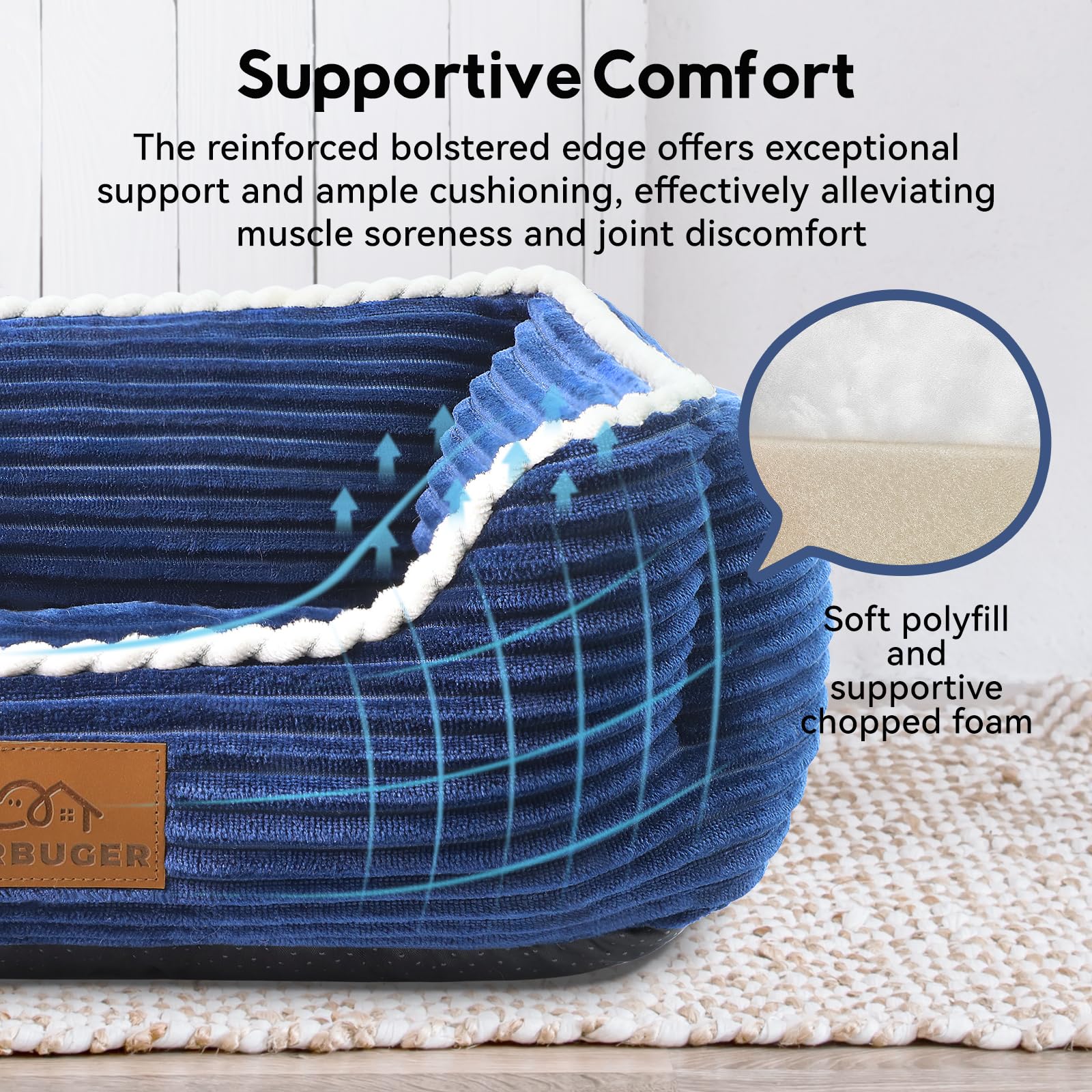 Zerbuger Orthopedic Dog Bed For Large Dogs,Dog Sofa Beds Supportive Foam Pet Couch Bed With Removable Washable Mat And Nonskid B