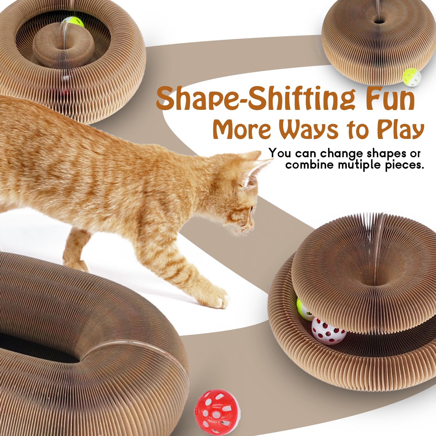 Dosanlues Magic Organ Cat Scratcher Board With 2 Bell Ball, Cat Ball Adventure The Ultimate Interactive Mental Physical Exercise