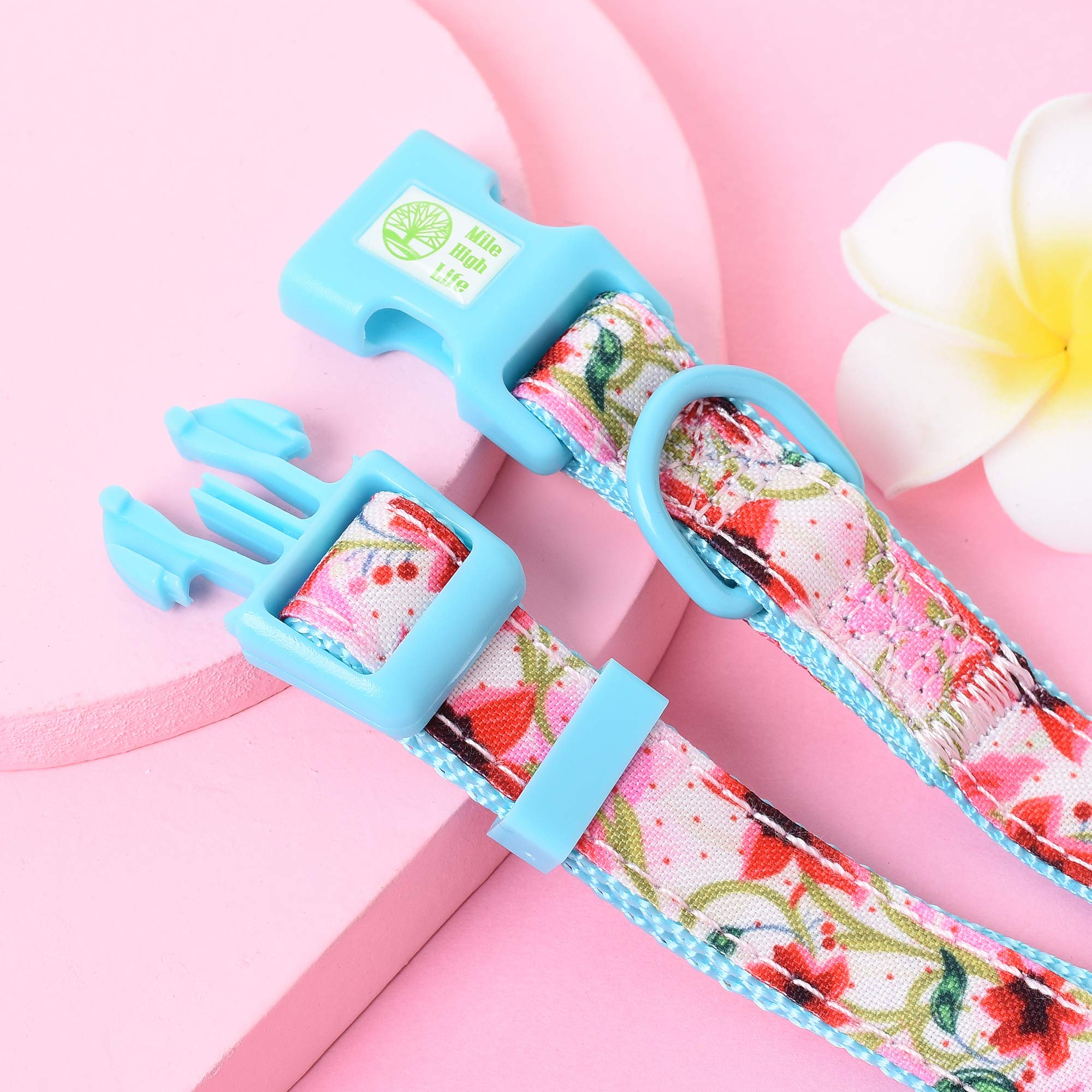 Mile High Life | Girl Dog Collars | Cute Bowtie Dog Collar | Soft Poly Cotton Fabric Collars For Medium Dogs | Flower & Fruit Pa