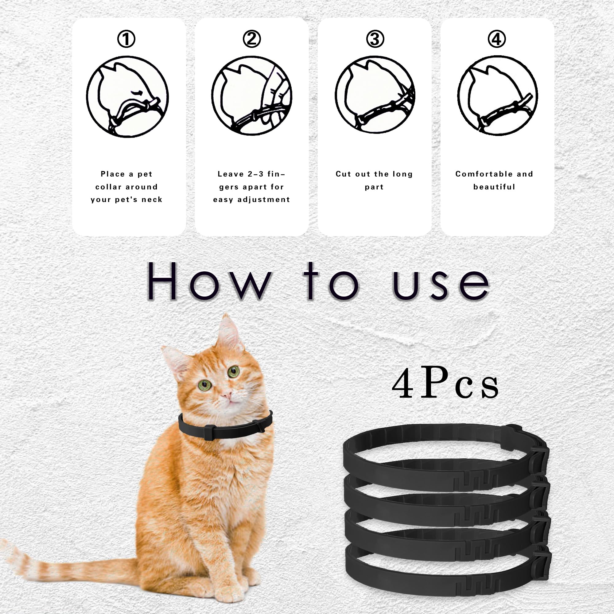 Simnice Calming Collar For Cats - 4 Pack, Adjustable Calming Collar For Cats - Pheromone Cat Collar For Anxiety & Stress Relief,