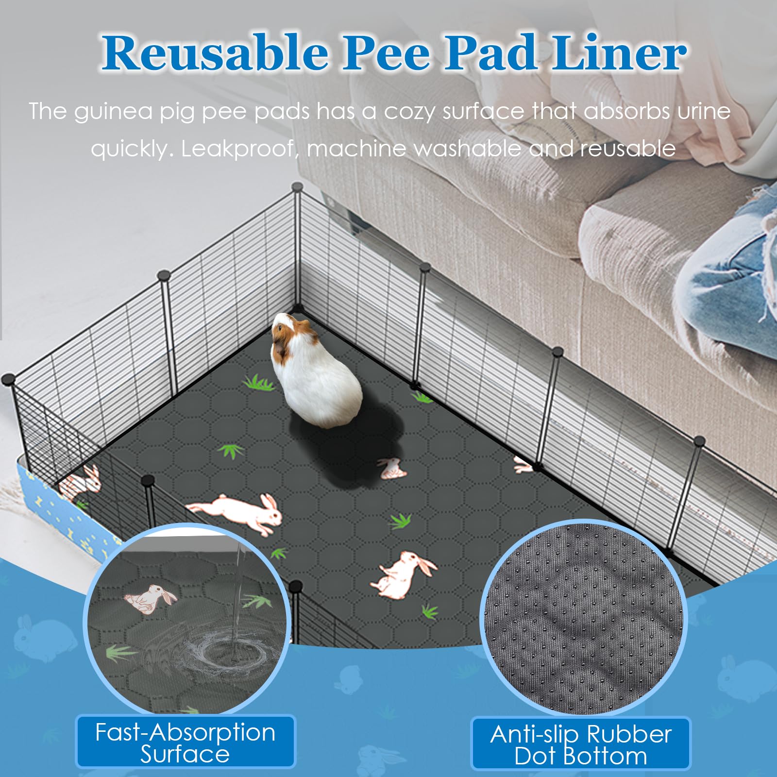 Modeslab Guinea Pig Cages With Tarp And Bedding Pee Pad Liner, 2-Story Large Guinea Pig Playpen C&C Loft Cage For 2 Rabbit Bunny