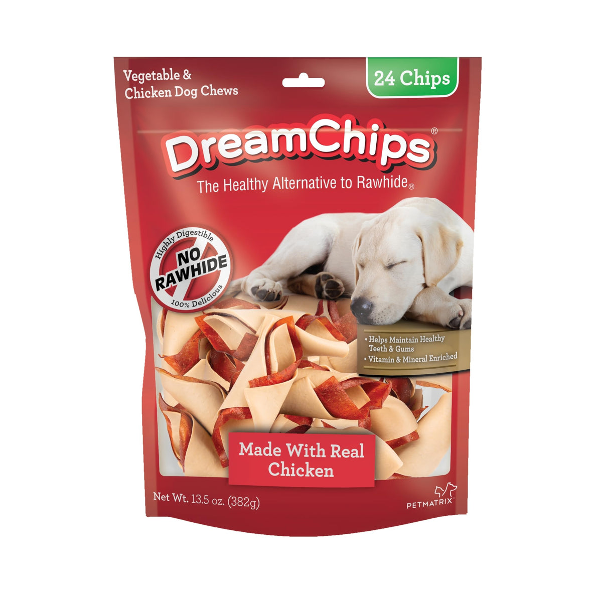 Dreambone Dreamchips, Rawhide Free Dog Chews Made With Real Chicken And Vegetables, 24 Count