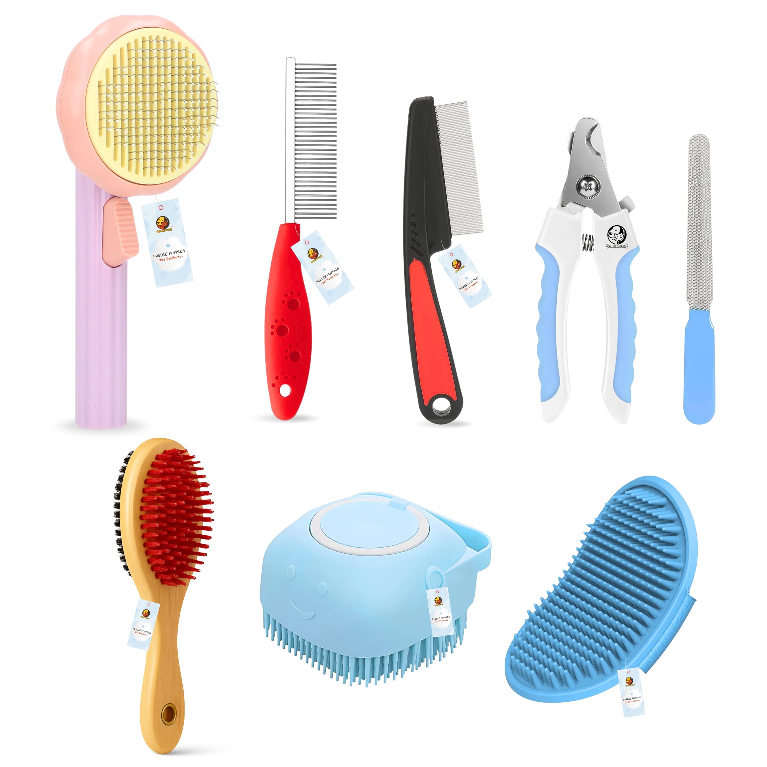 Foodie Puppies 7In1 Pet Grooming Festival Gift Box For Dogs & Cats  (Pumpkin Slicker, Soft Brush, Flea Comb, Single Side Comb