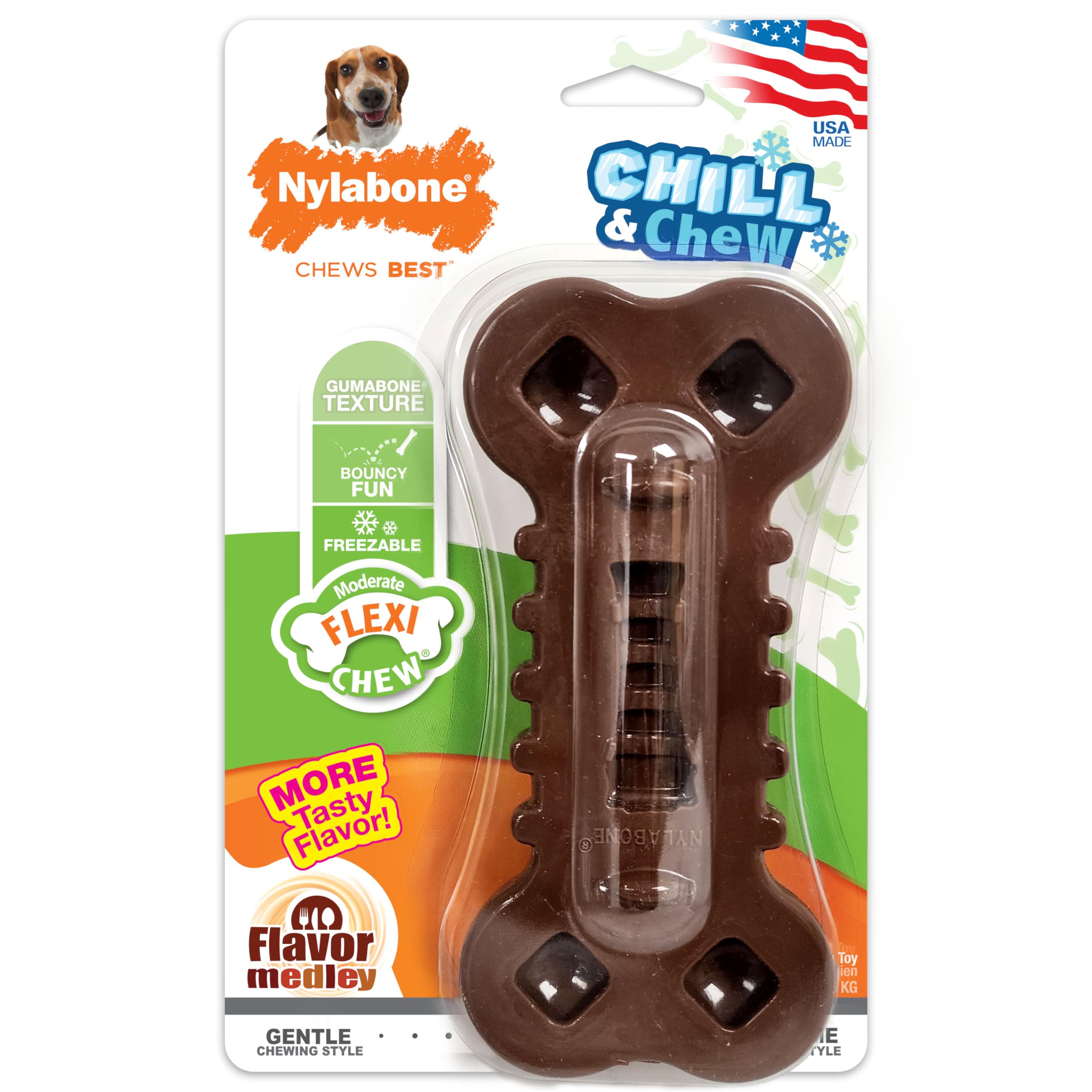 Nylabone Flexi Chill & Chew Toy for Dogs with Treat Pockets, Dog Toys for Moderate Chewers, Medley Flavor, Medium - Up to 35 lbs