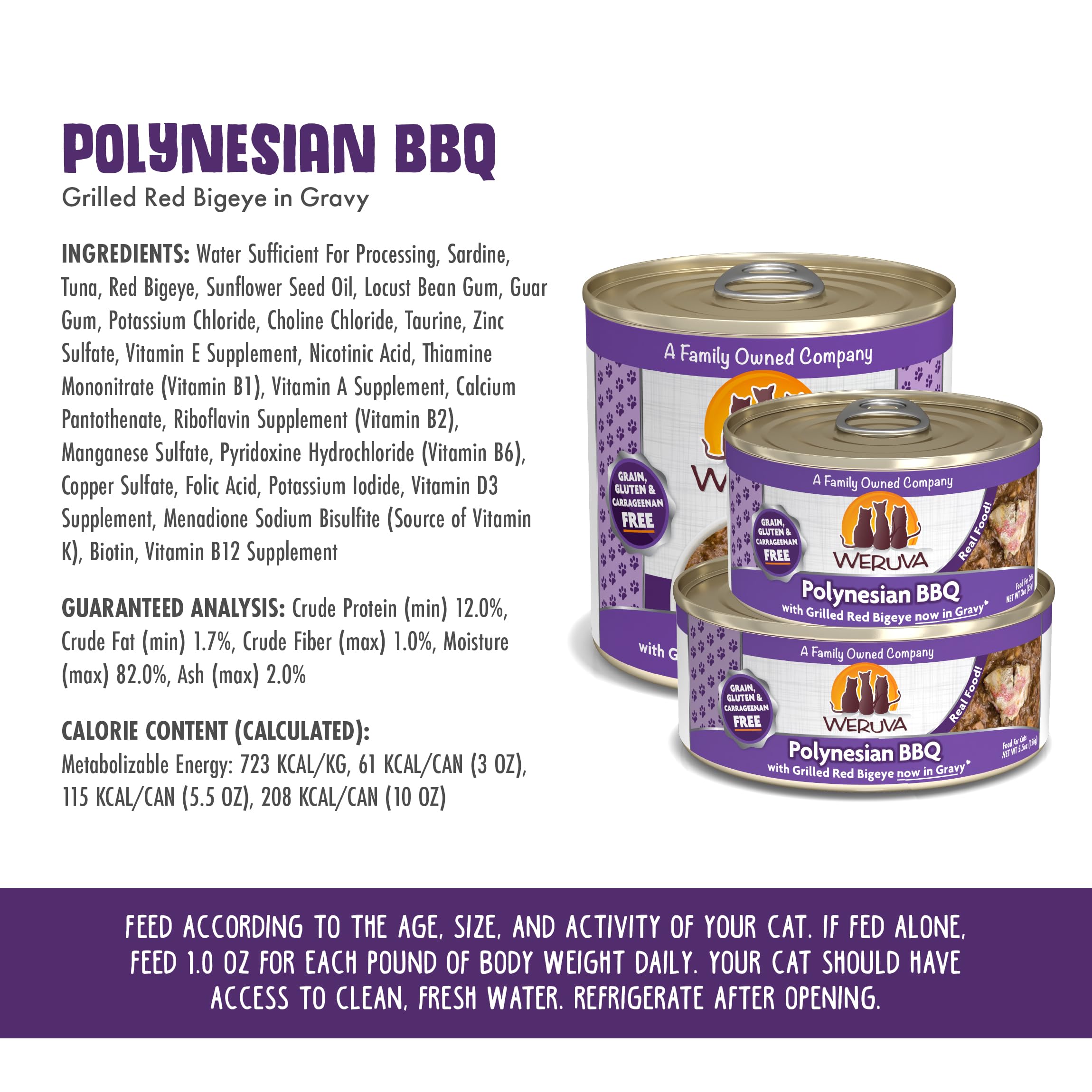 Weruva Classic Cat Food, Polynesian BBQ with Grilled Red Bigeye in Gravy, 10oz Can (Pack of 12)